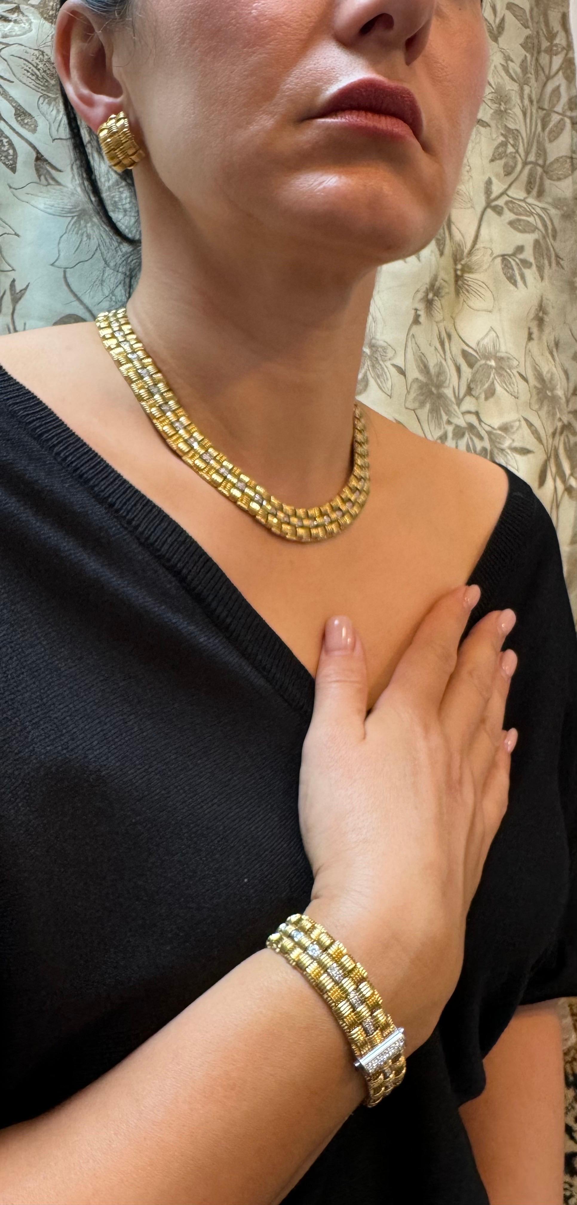 ROBERTO COIN APPASSIONATA Collana con cesto intrecciato a 3 file, bracciale, orecchino e suite di bracciali in vendita 12