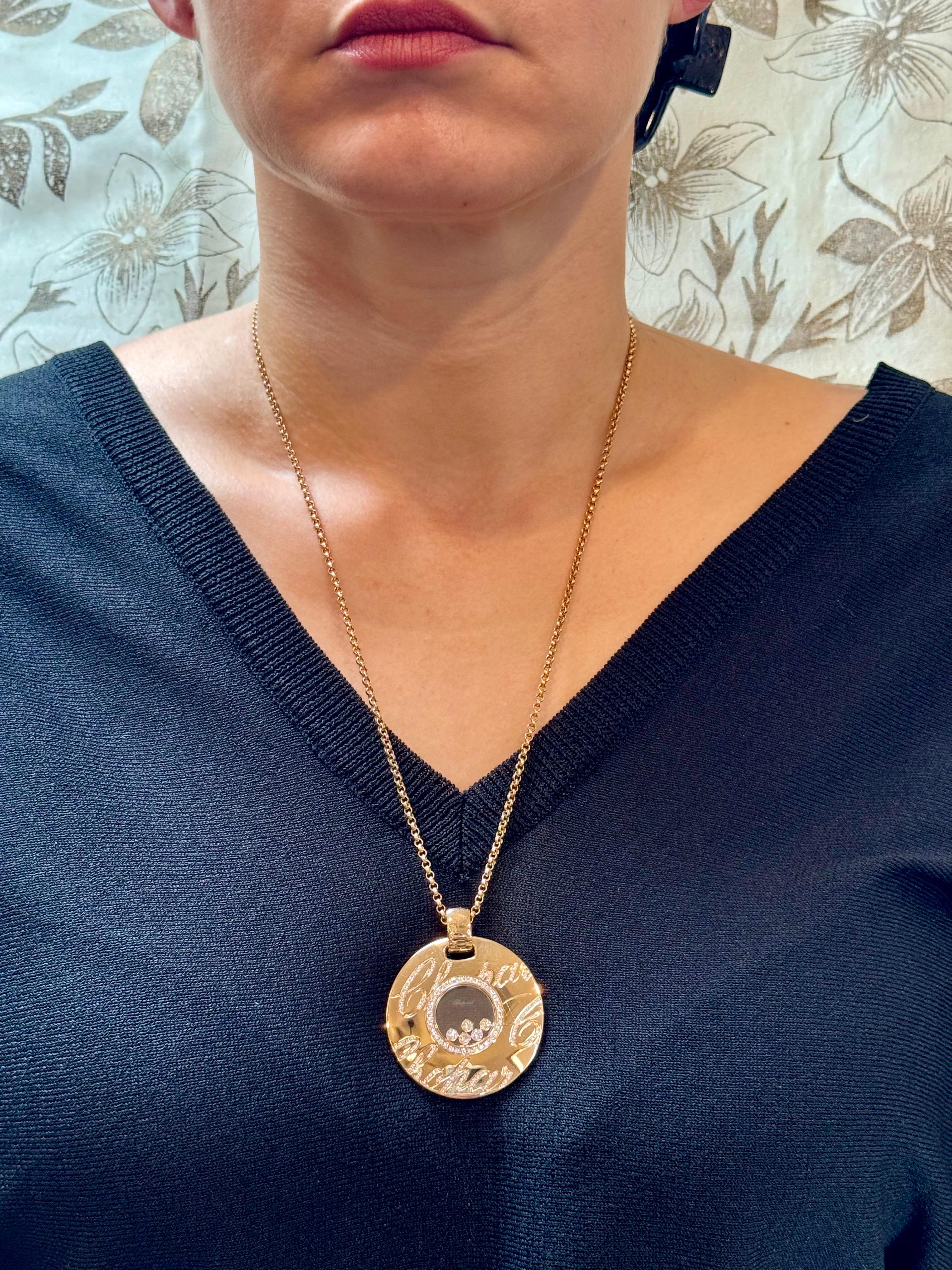 Chopard Chopardissimo 18 Karat Gelbgold Diamant-Anhänger-Halskette Groß, Nachlass 12