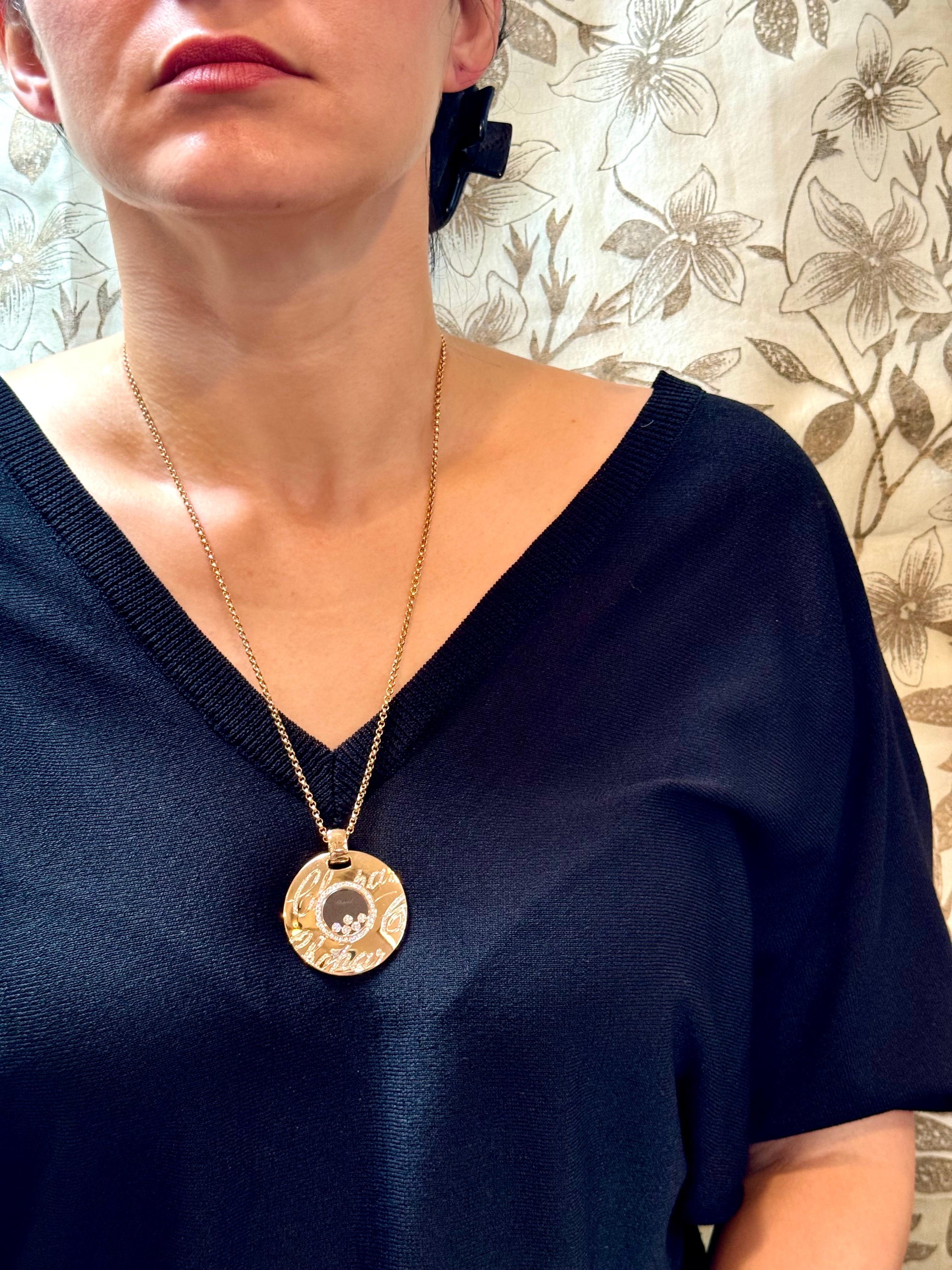 Chopard Chopardissimo 18 Karat Gelbgold Diamant-Anhänger-Halskette Groß, Nachlass 10