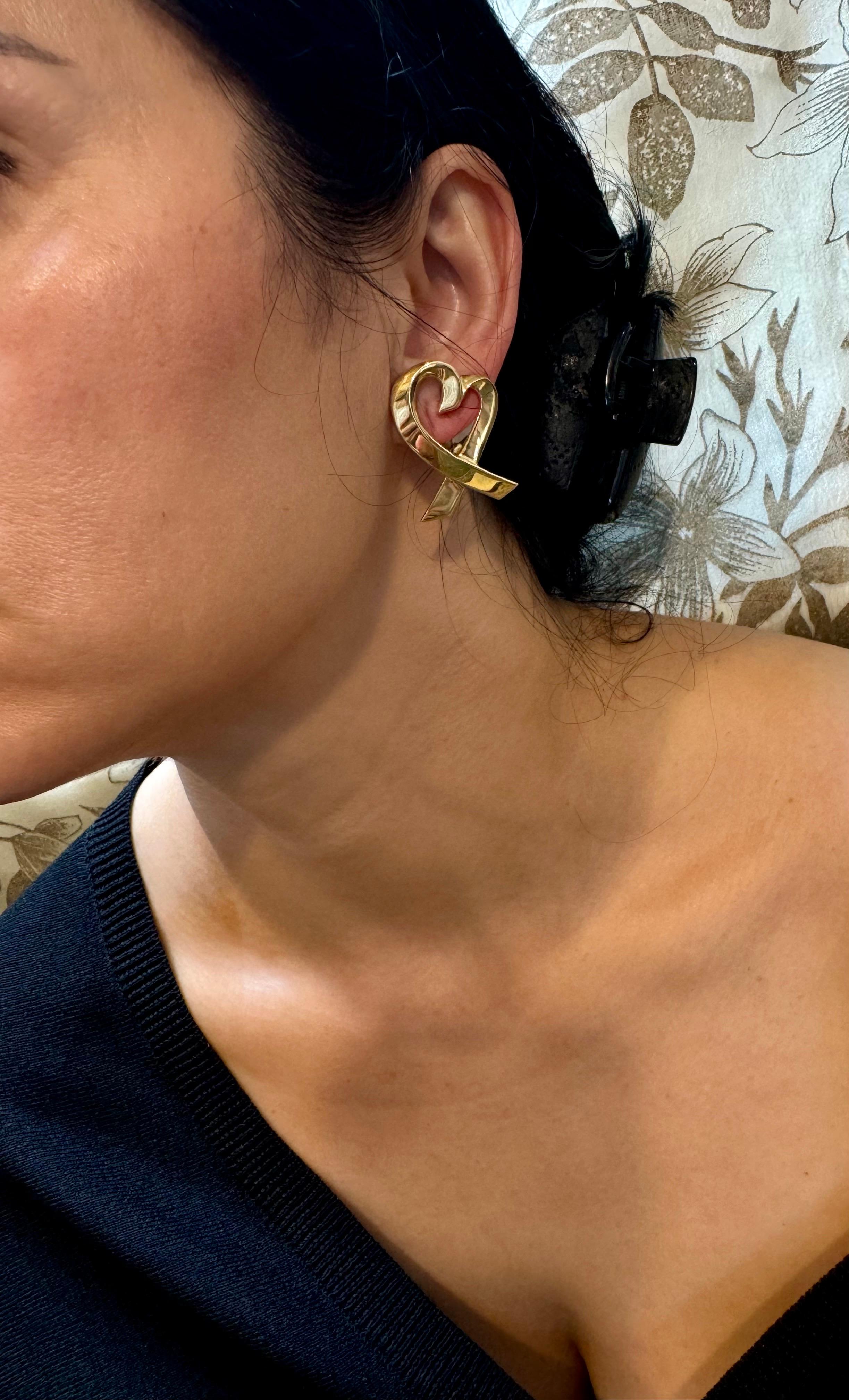 TIFFANY & CO Loving Heart PALOMA PICASSO 18 Kt Yellow Gold Large Earrings, 22 Gm 8