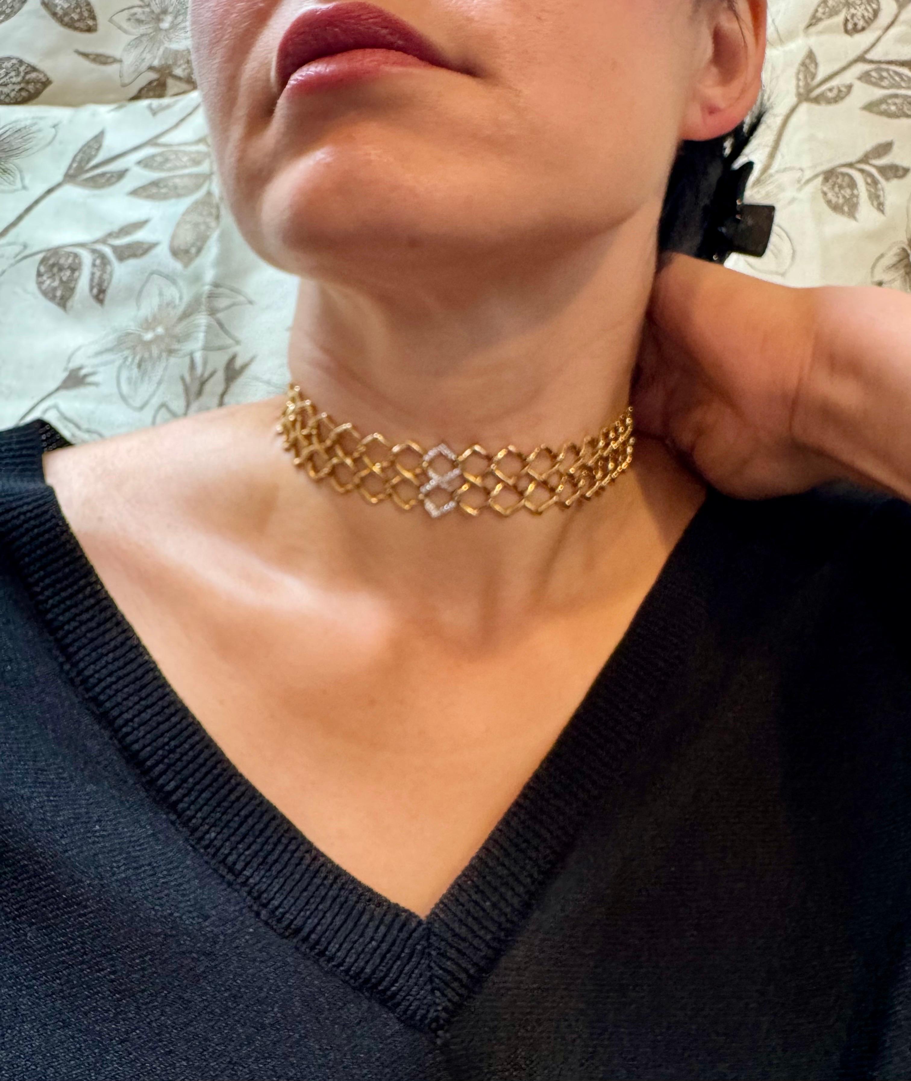 Tiffany & Co Paloma Picasso Vintage Gelbgold Diamant Quadratisches Gliederhalsband 10