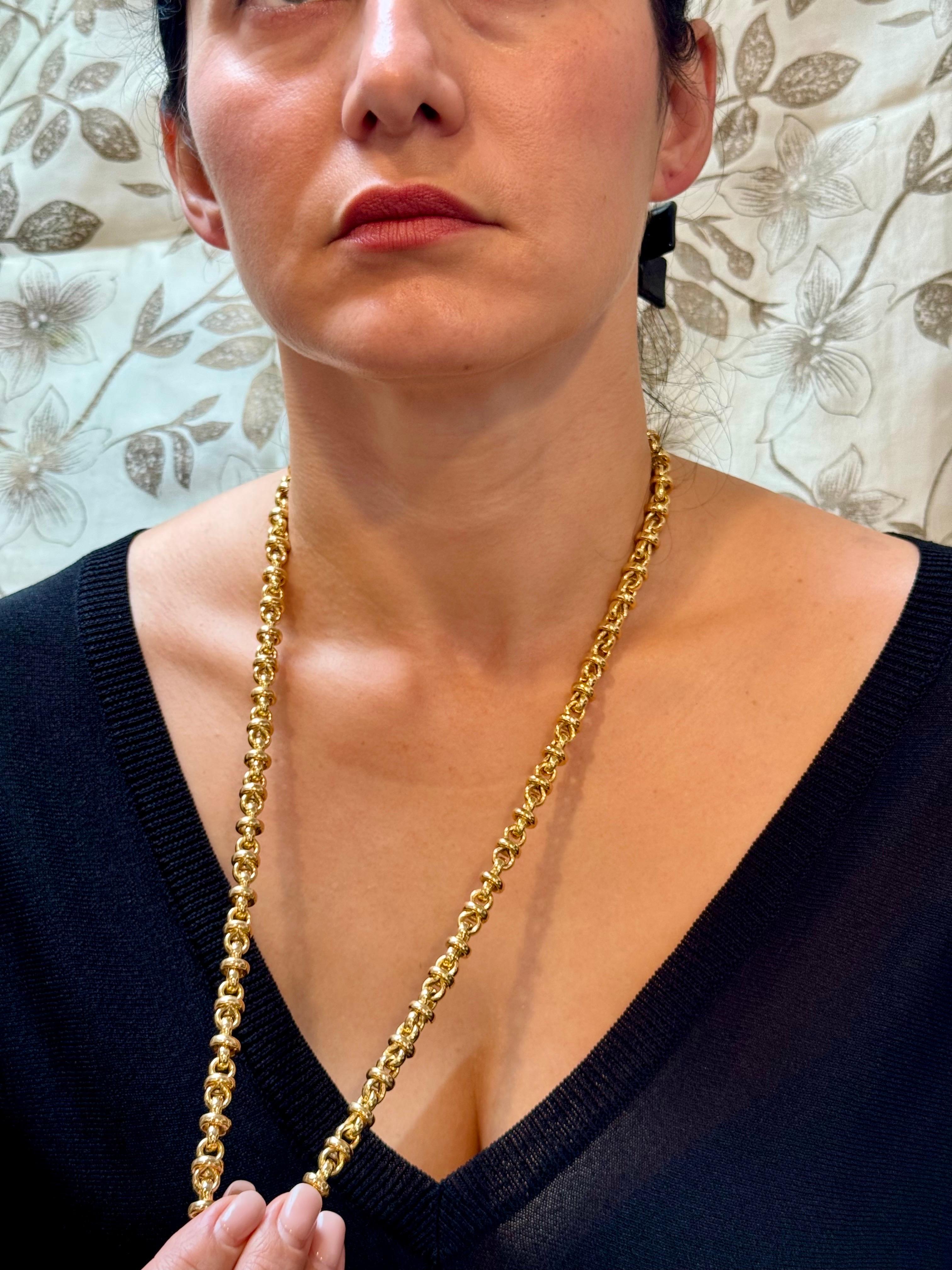 Collar Vintage de Oro Amarillo de 22 Kilates de 32 Gm, Cadena de Eslabones, 6-7 mm de ancho, 24 
