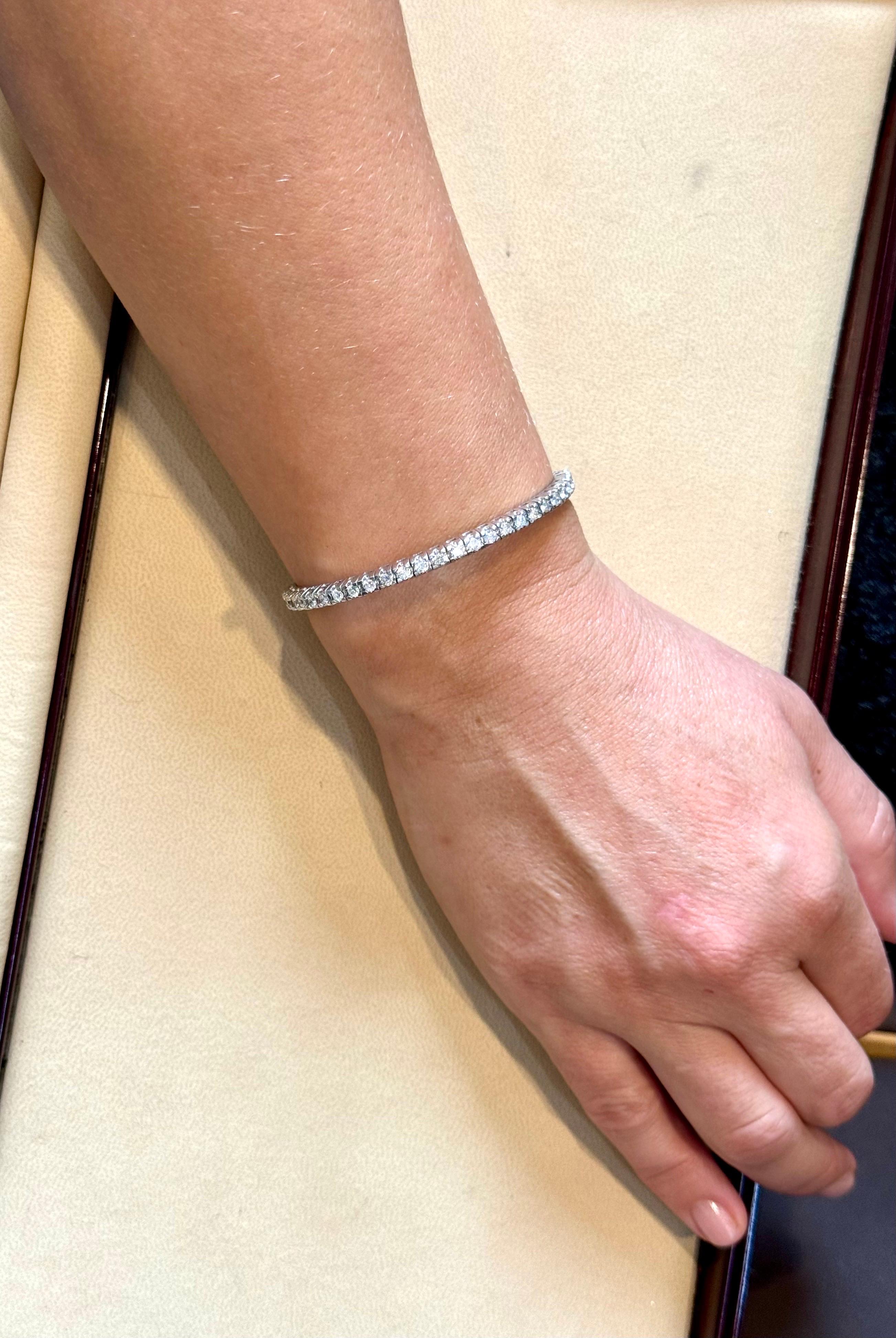 10 Puntero Cada 5,5 Ct  Brazalete elástico Eternidad Oro 18 Kt y Diamantes, Italia en venta 11