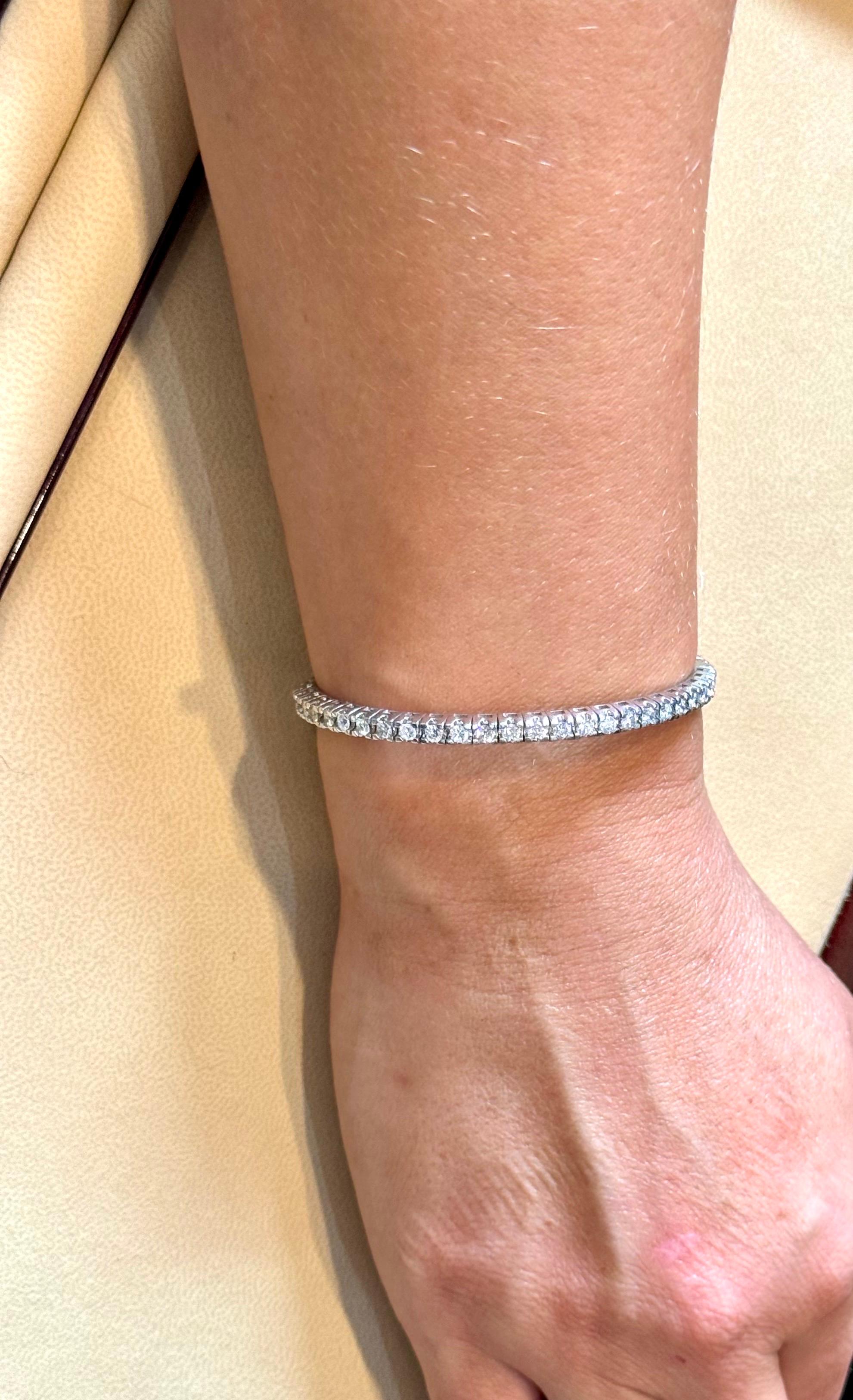10 Puntero Cada 5,5 Ct  Brazalete elástico Eternidad Oro 18 Kt y Diamantes, Italia en venta 14
