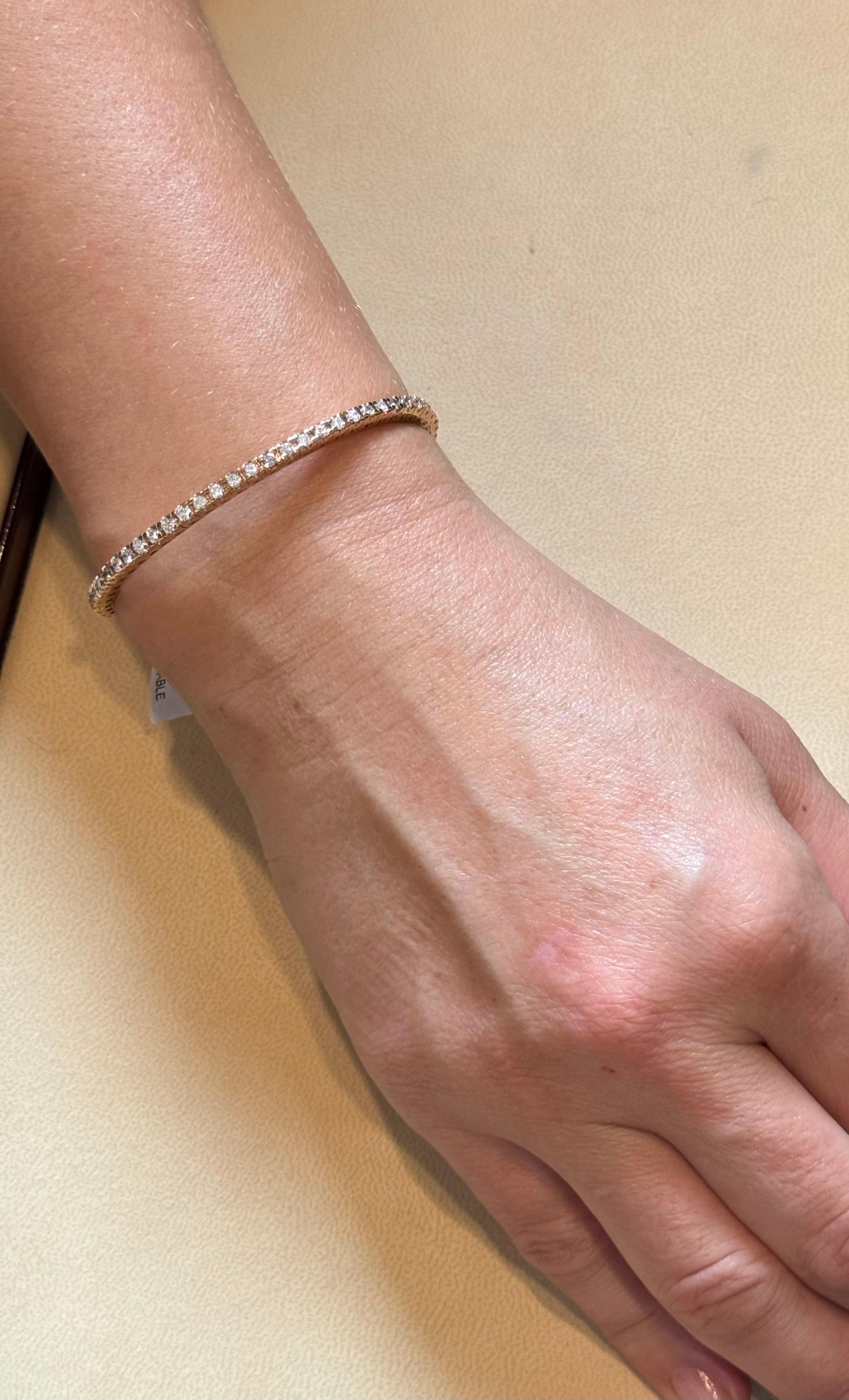 5 Pointer Each, 3.5 Ct  Eternity 18 Kt Gold & Diamond Stretchable Bangle, Italy For Sale 6