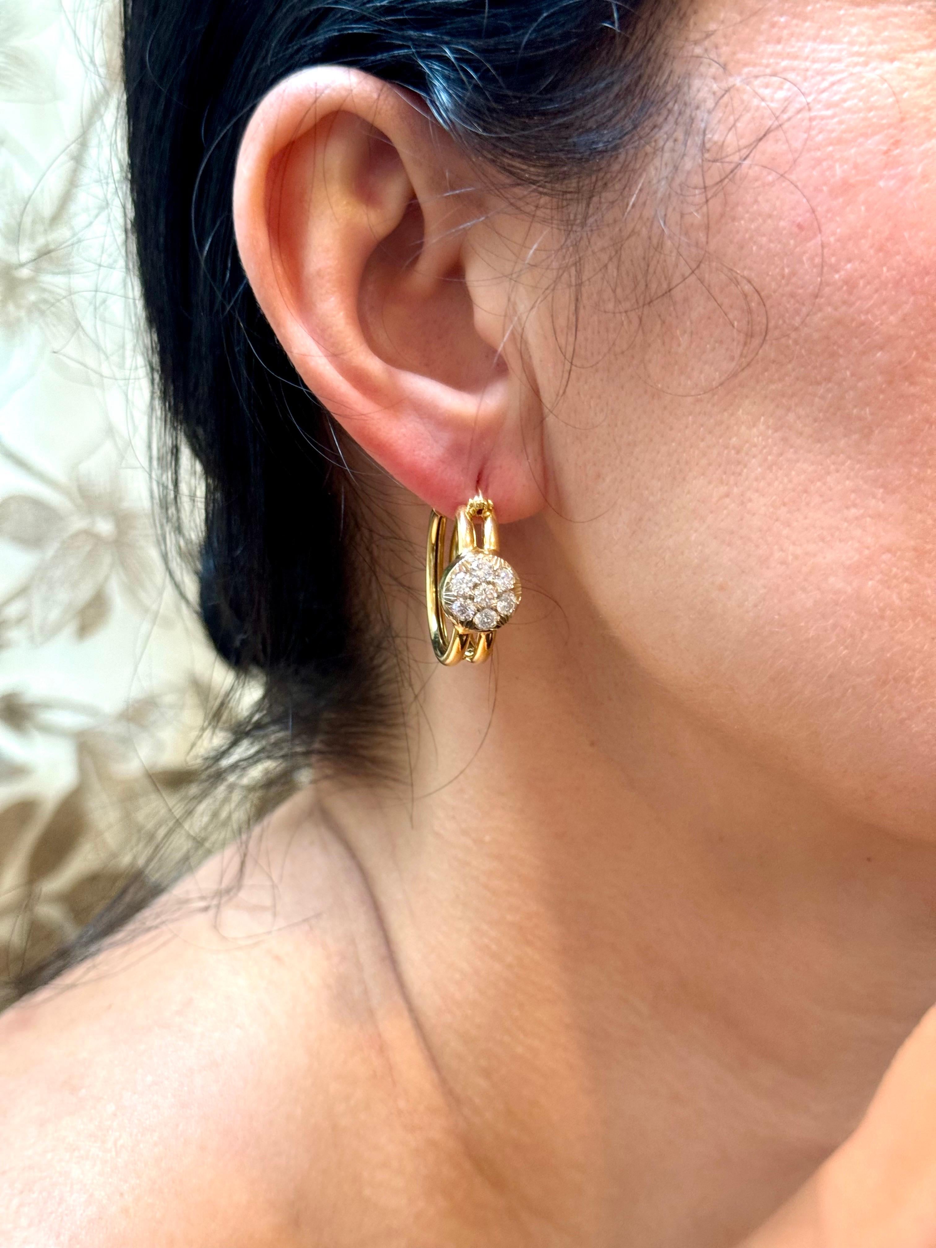 1.6 Carat Diamond VS Quality Hoop Earrings Women , 18 Karat Yellow Gold 8.8 Gm For Sale 11