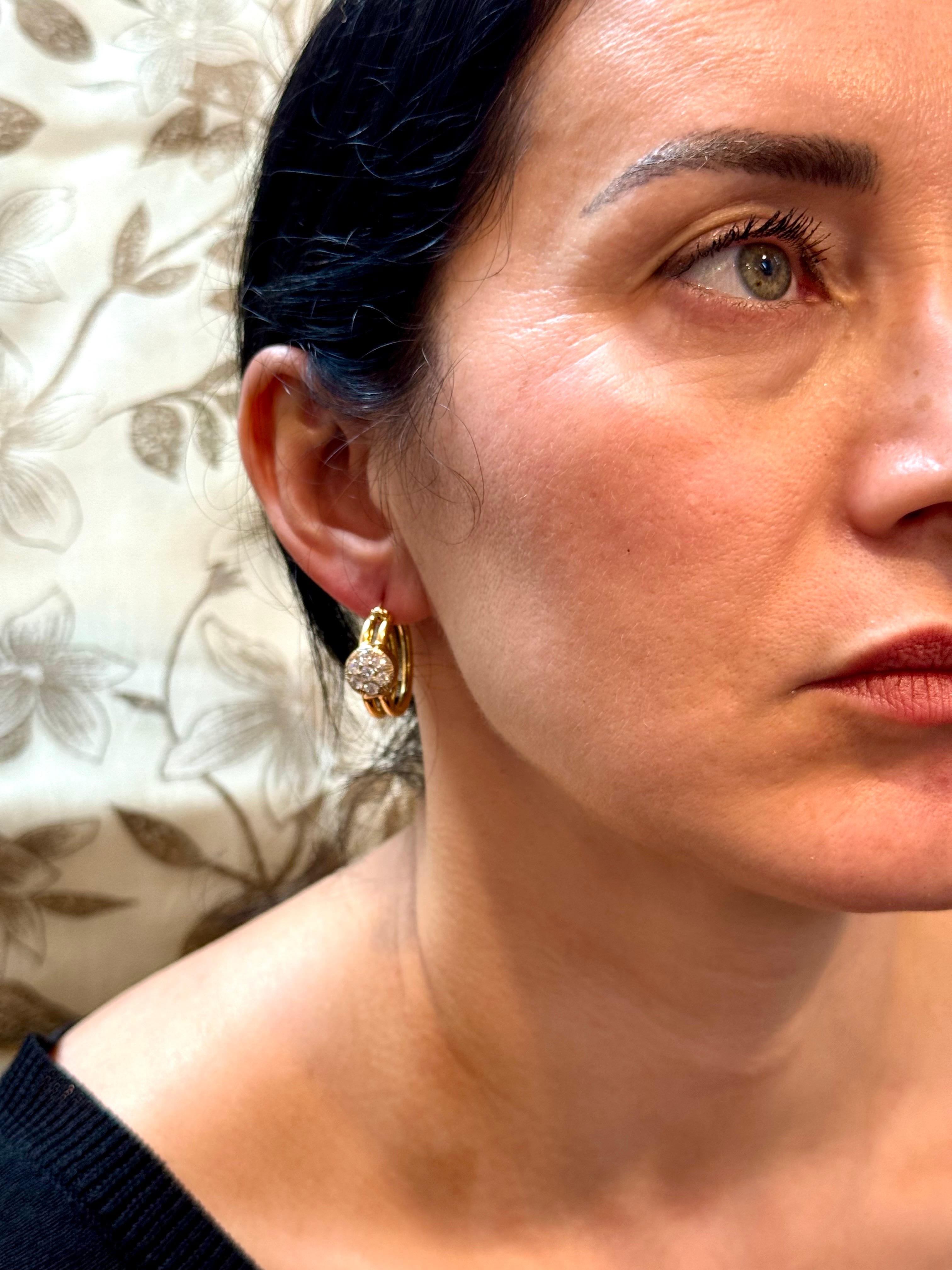 1.6 Carat Diamond VS Quality Hoop Earrings Women , 18 Karat Yellow Gold 8.8 Gm For Sale 13