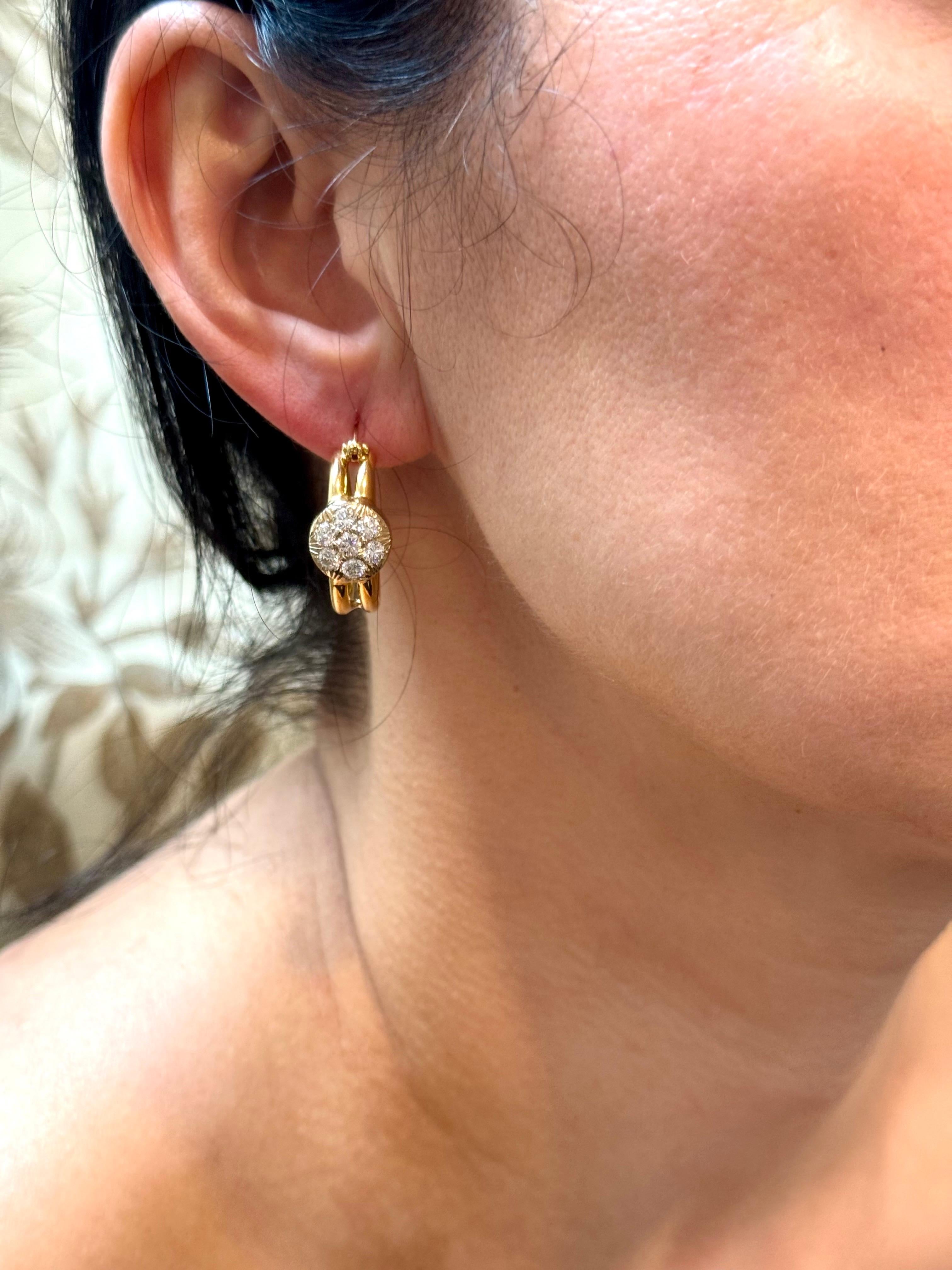 1.6 Carat Diamond VS Quality Hoop Earrings Women , 18 Karat Yellow Gold 8.8 Gm For Sale 14