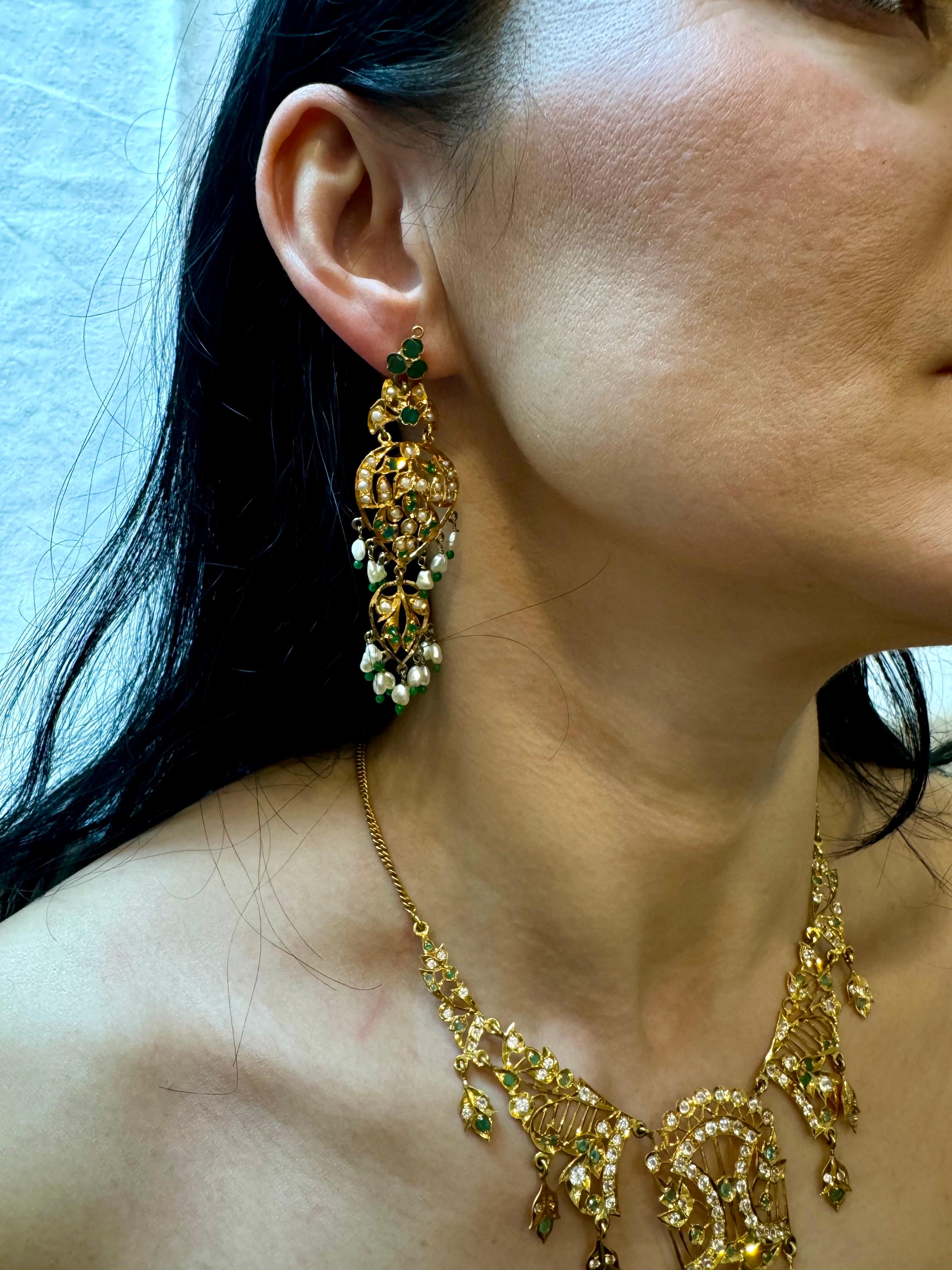 22k Yellow Gold Necklace Jewelry, Indian Handmade ,  Vintage Necklace Suite 10