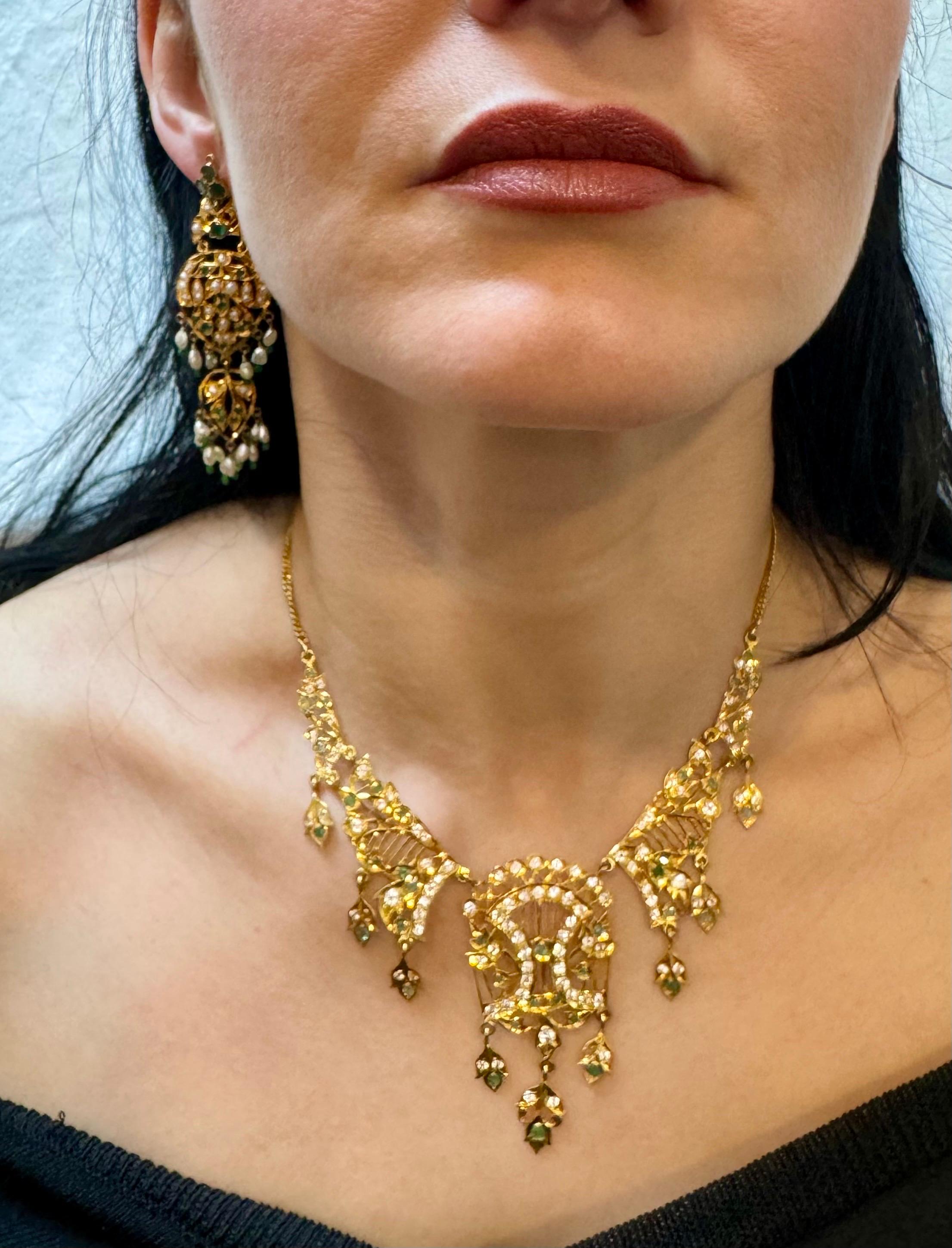 22k Yellow Gold Necklace Jewelry, Indian Handmade ,  Vintage Necklace Suite 13