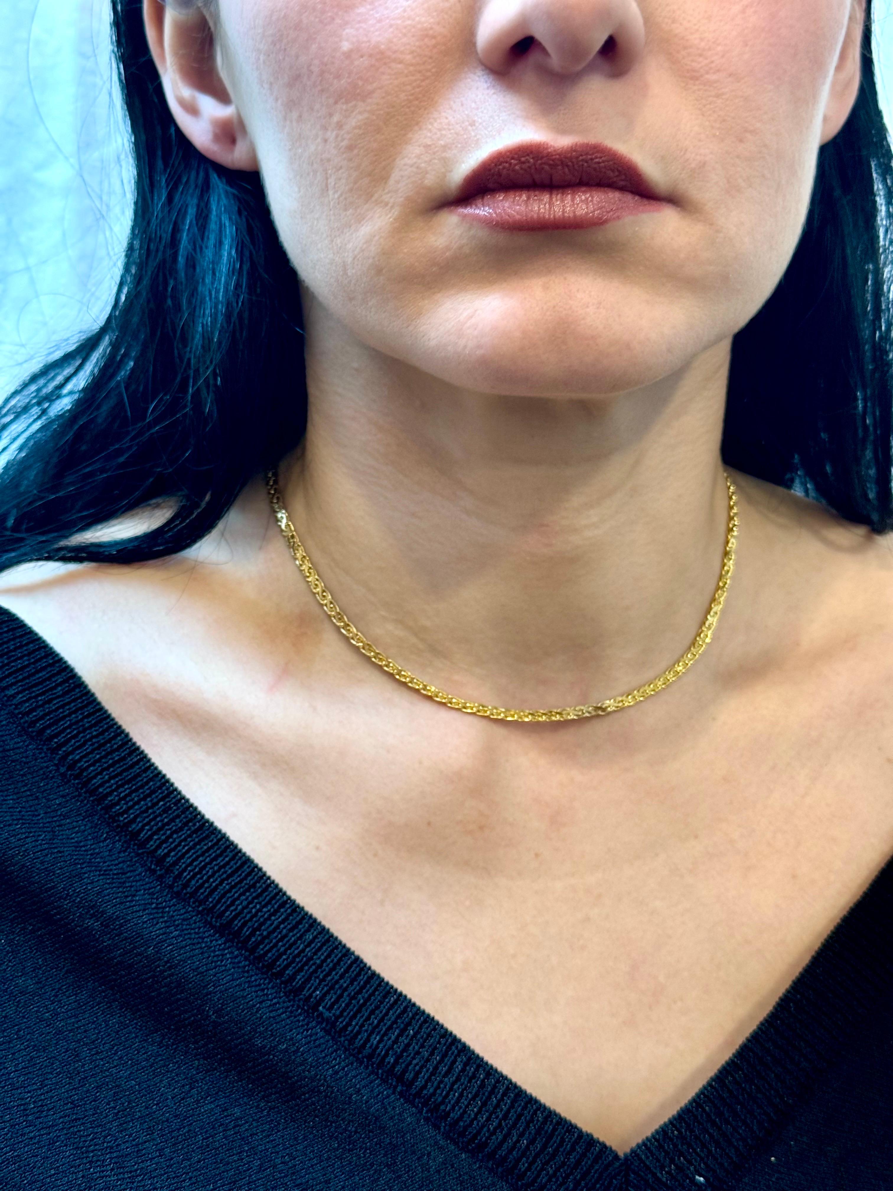 Collier à maillons S fantaisie en or jaune massif 14 carats, fait à la main de 3,5 mm, 16