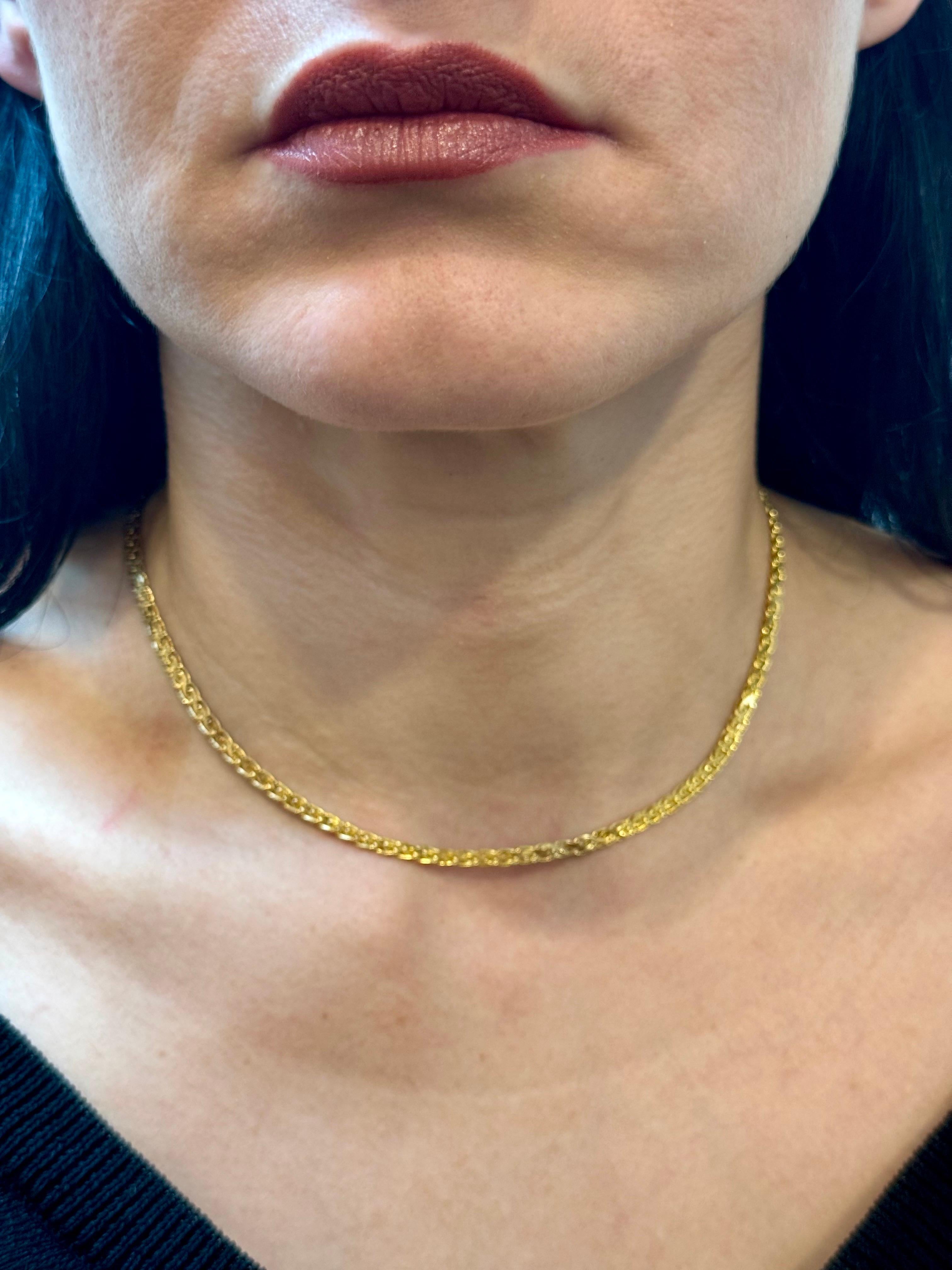 Collier à maillons S fantaisie en or jaune massif 14 carats, fait à la main de 3,5 mm, 16
