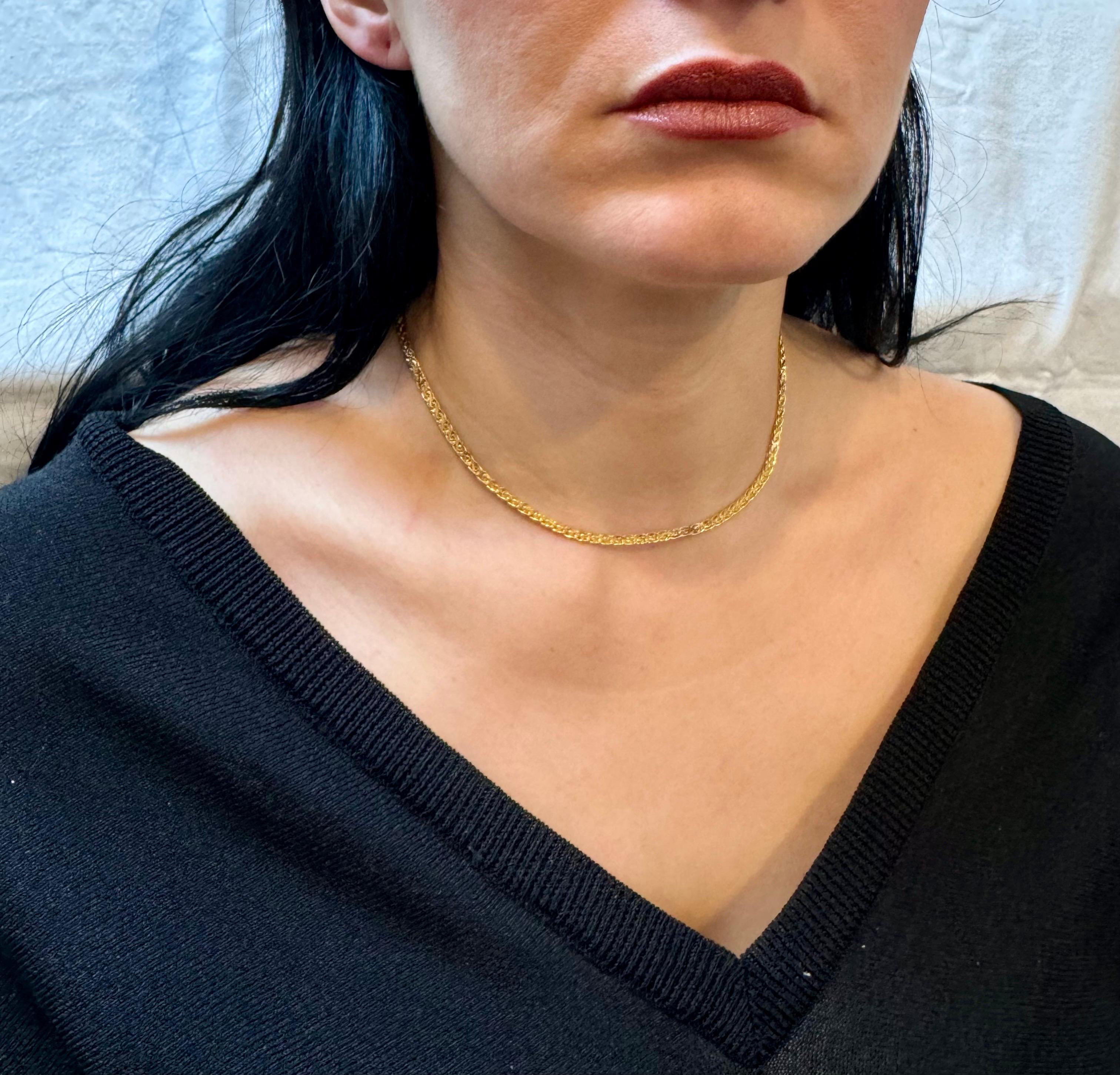 Collier à maillons S fantaisie en or jaune massif 14 carats, fait à la main de 3,5 mm, 16