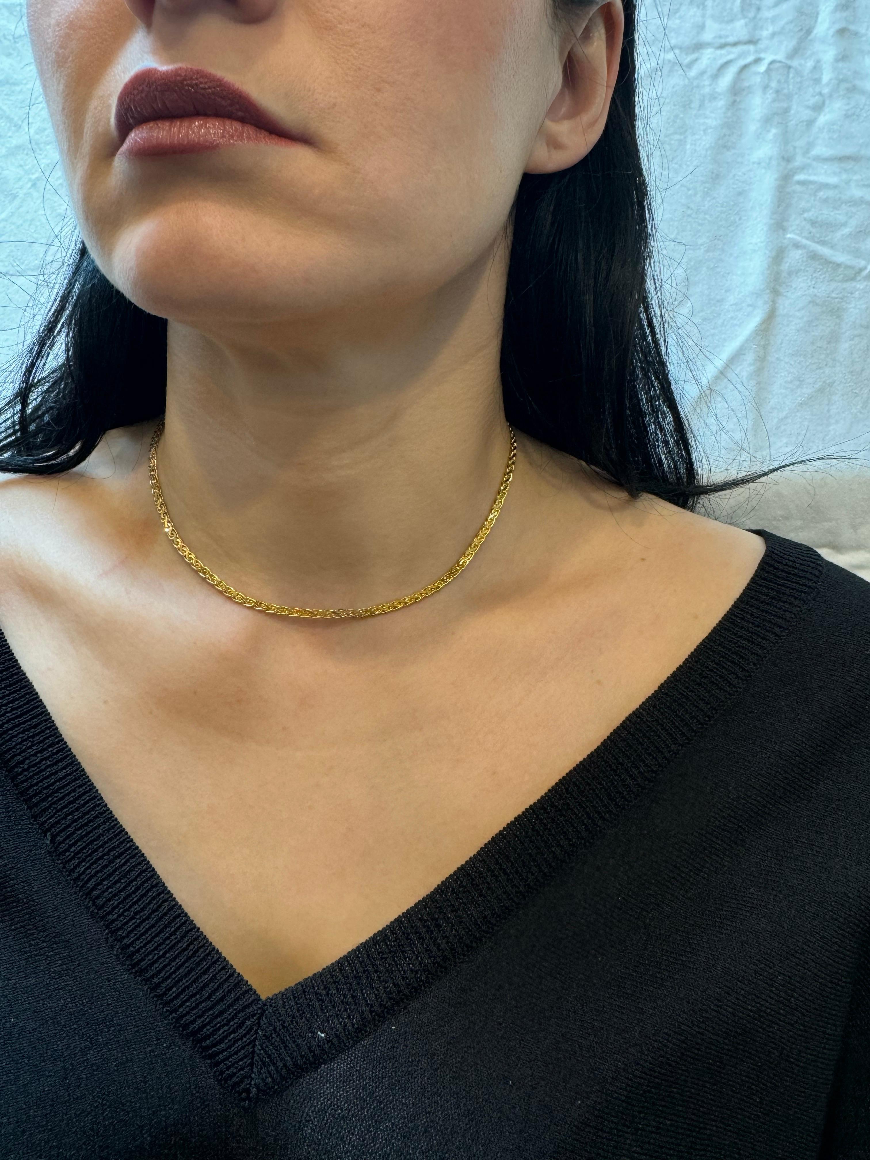 Collier à maillons S fantaisie en or jaune massif 14 carats, fait à la main de 3,5 mm, 16