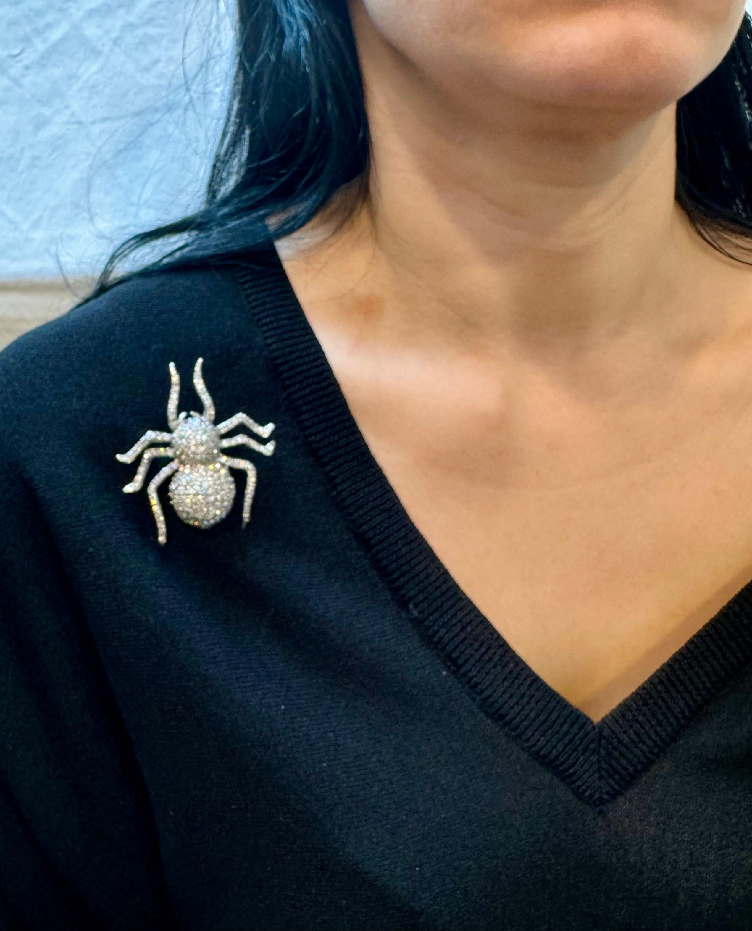 Vintage or blanc 18 carats et 7.7 ct de  Araignée de diamant  Broche / épingle , 18.8 Gm en vente 8