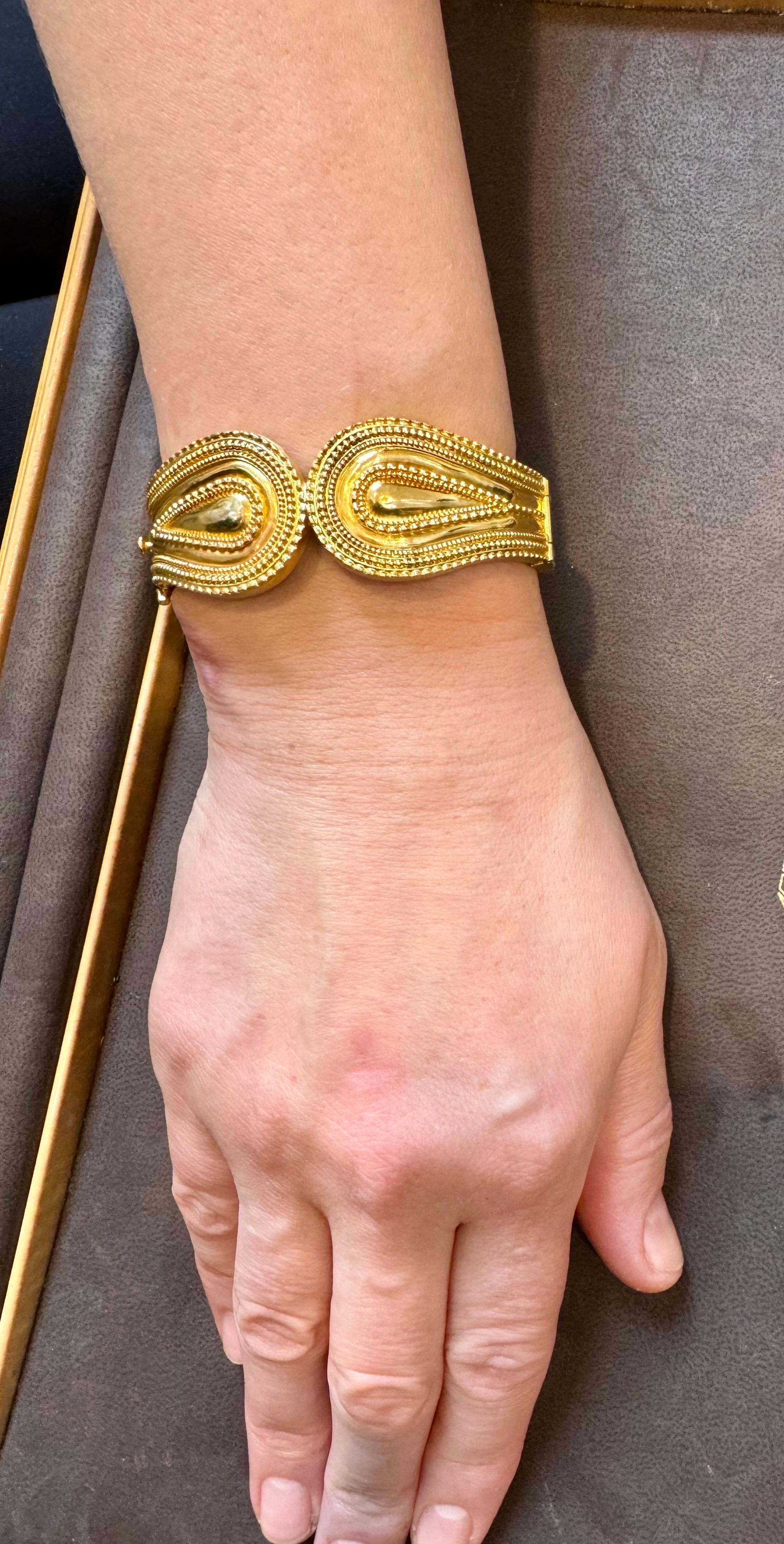 Lalaounis 18 Kt Gold Cocktail Bangle Bracelet /Cuff Estate 59.2 Gm 12