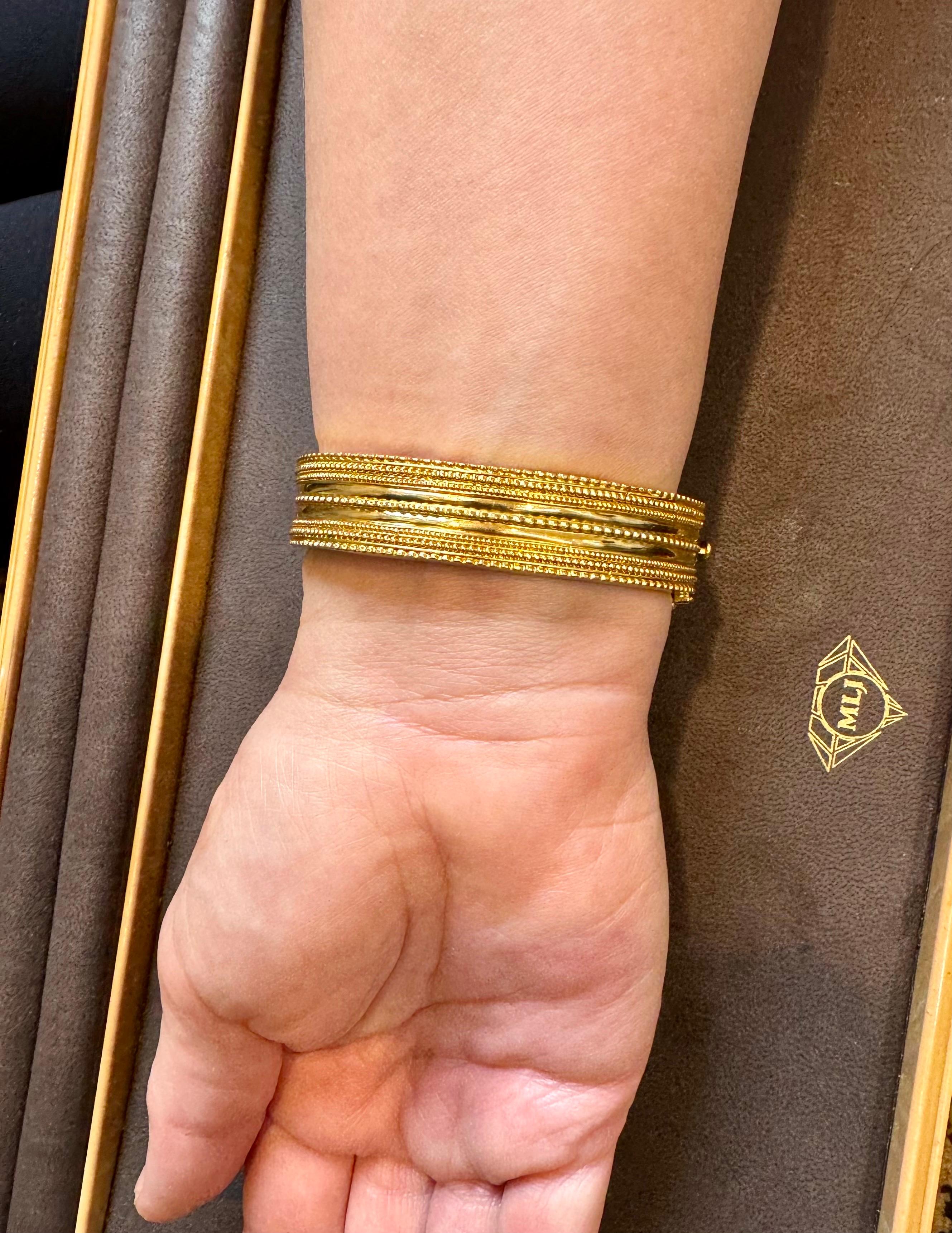 Lalaounis 18 Kt Gold Cocktail Bangle Bracelet /Cuff Estate 59.2 Gm 13