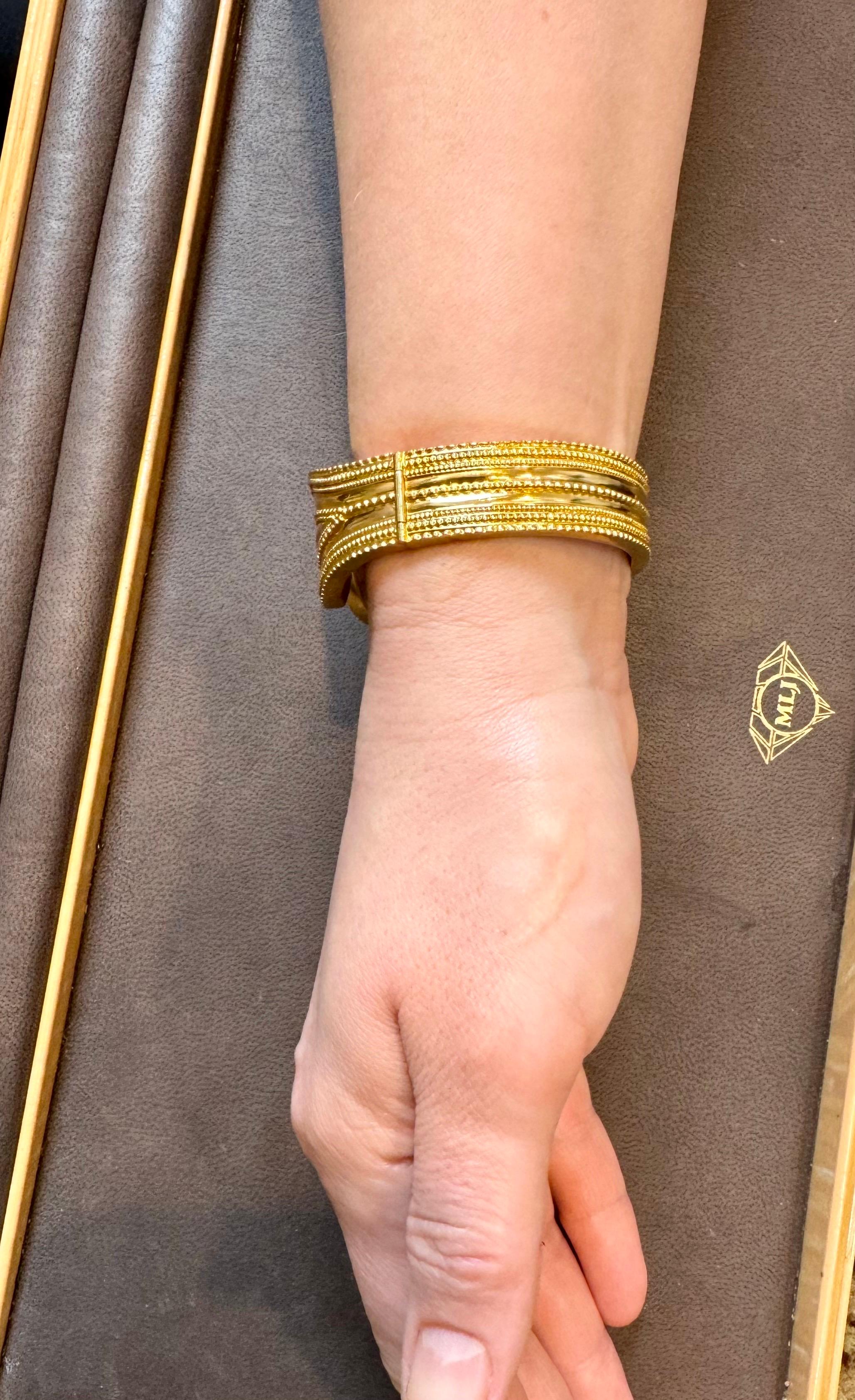 Lalaounis 18 Kt Gold Cocktail Bangle Bracelet /Cuff Estate 59.2 Gm 14