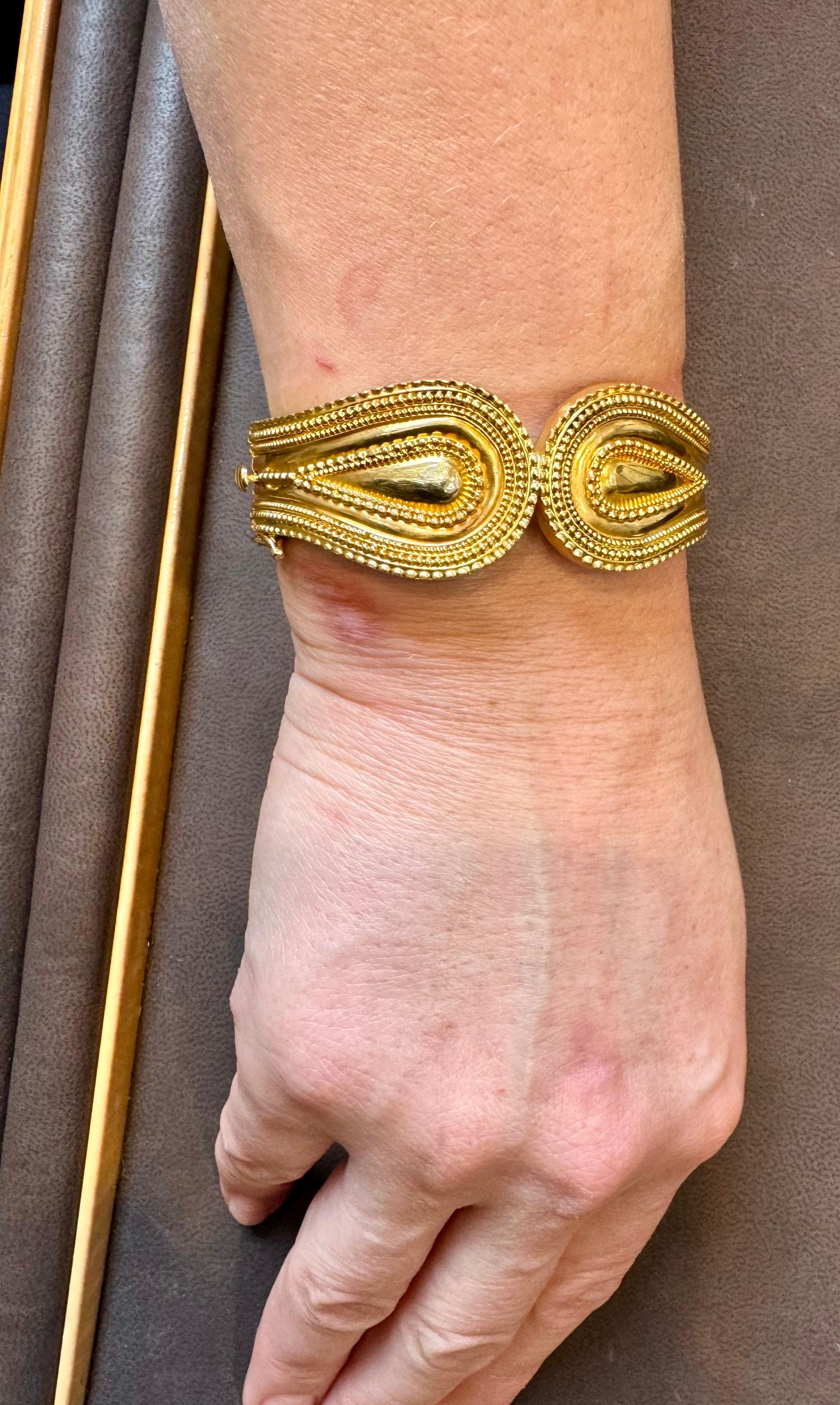 Lalaounis 18 Kt Gold Cocktail Bangle Bracelet /Cuff Estate 59.2 Gm 15
