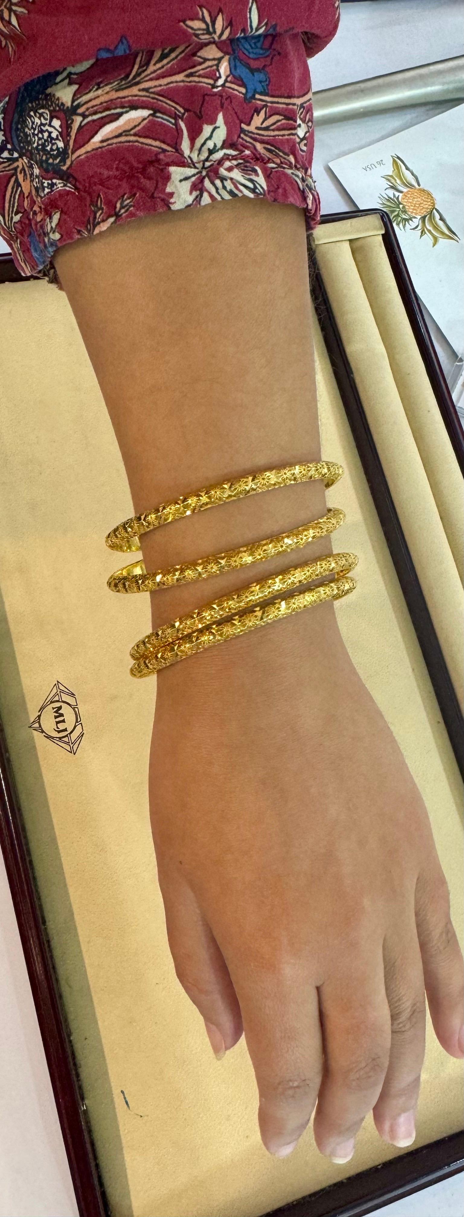 Bracelet jonc d'éternité vintage en or jaune 21 carats 53 grammes, lot de 4 carats en vente 15