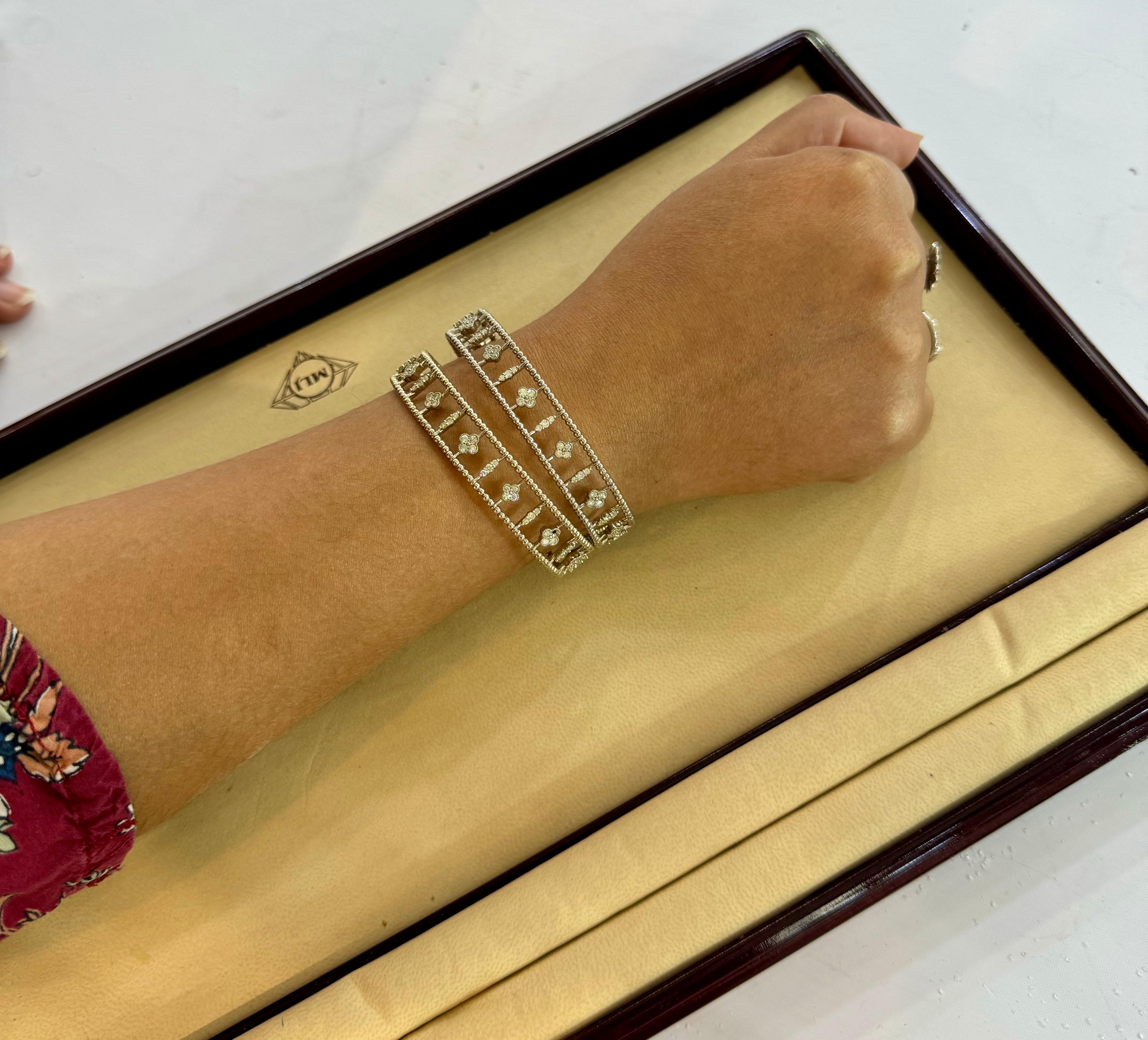 2 Ct Brilliant Cut Diamond Metro Women 14 Kt White Gold Diamond Bangle Bracelet For Sale 9