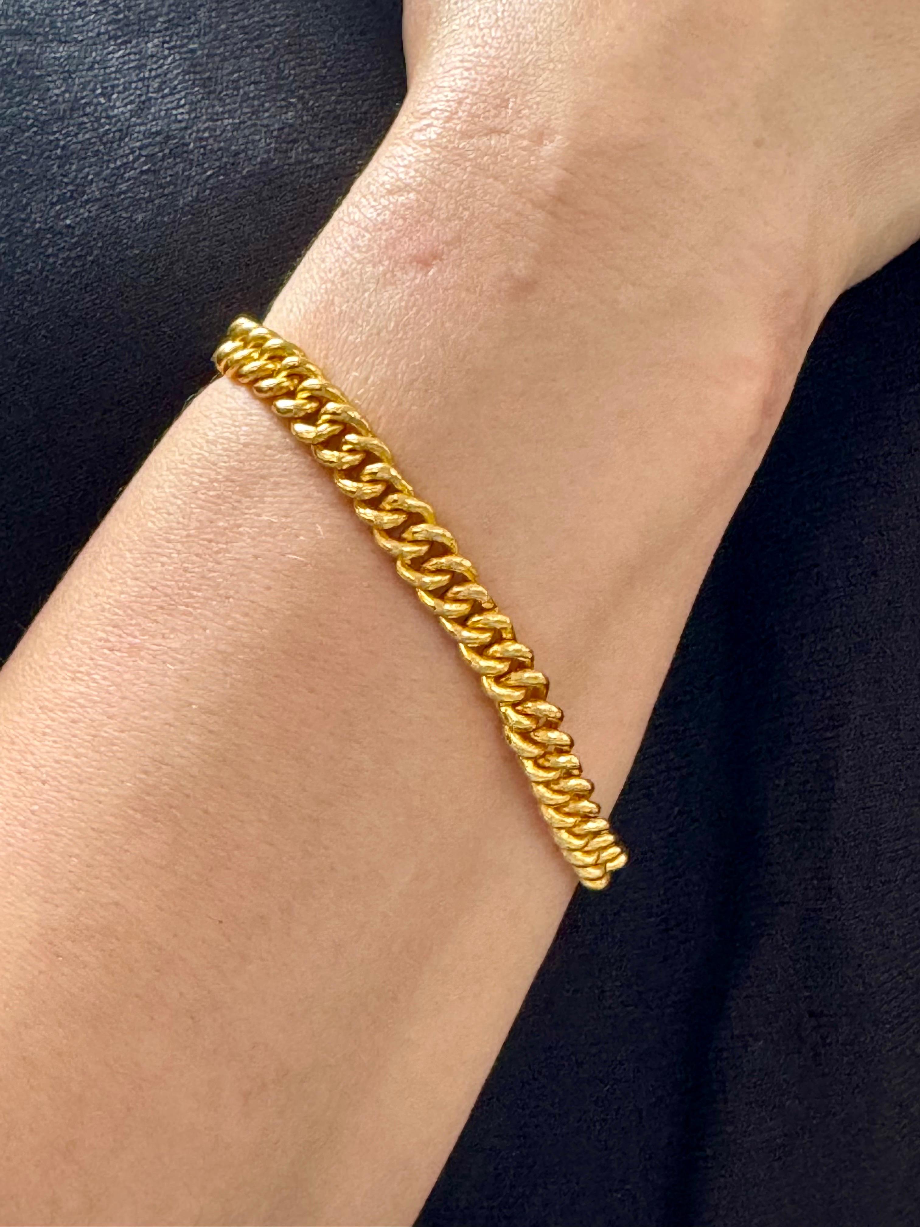 Cuban Link 24 Karat reines Gelbgold Massives Armband, Solid, 46,8 Gm, Unisex , 8 INCH im Angebot 13