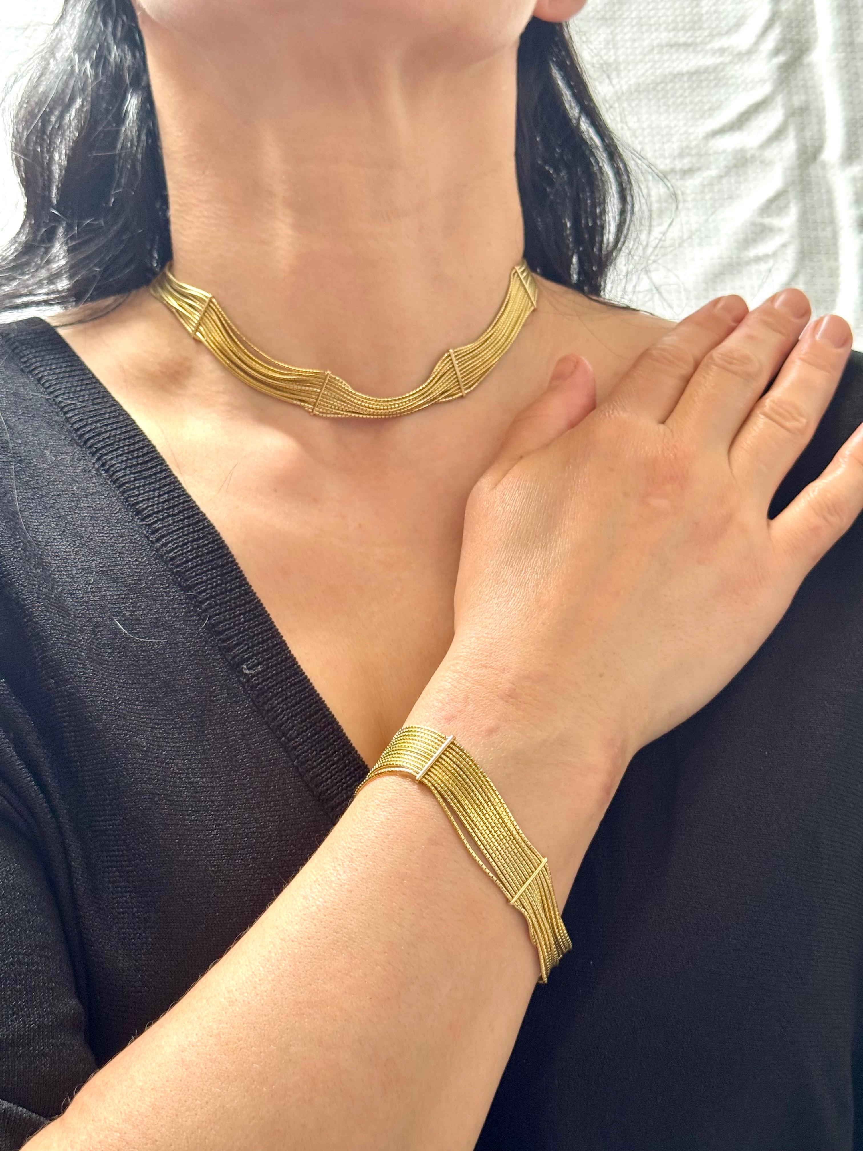 H. Collection'Stern Filamenti in oro 18KY Collana e Bracciale, 85 Gm in vendita 11