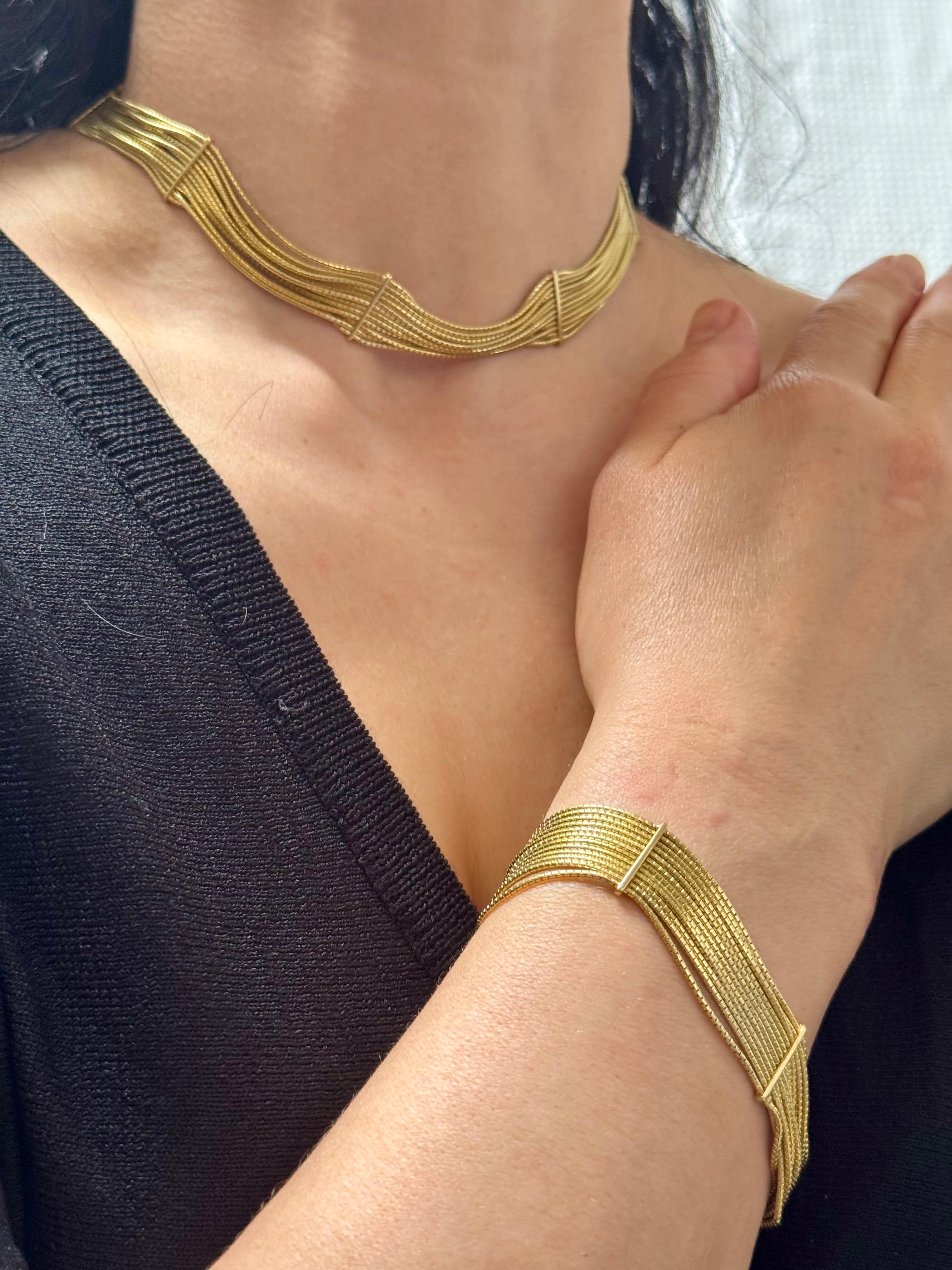 H. Collection'Stern Filamenti in oro 18KY Collana e Bracciale, 85 Gm in vendita 14