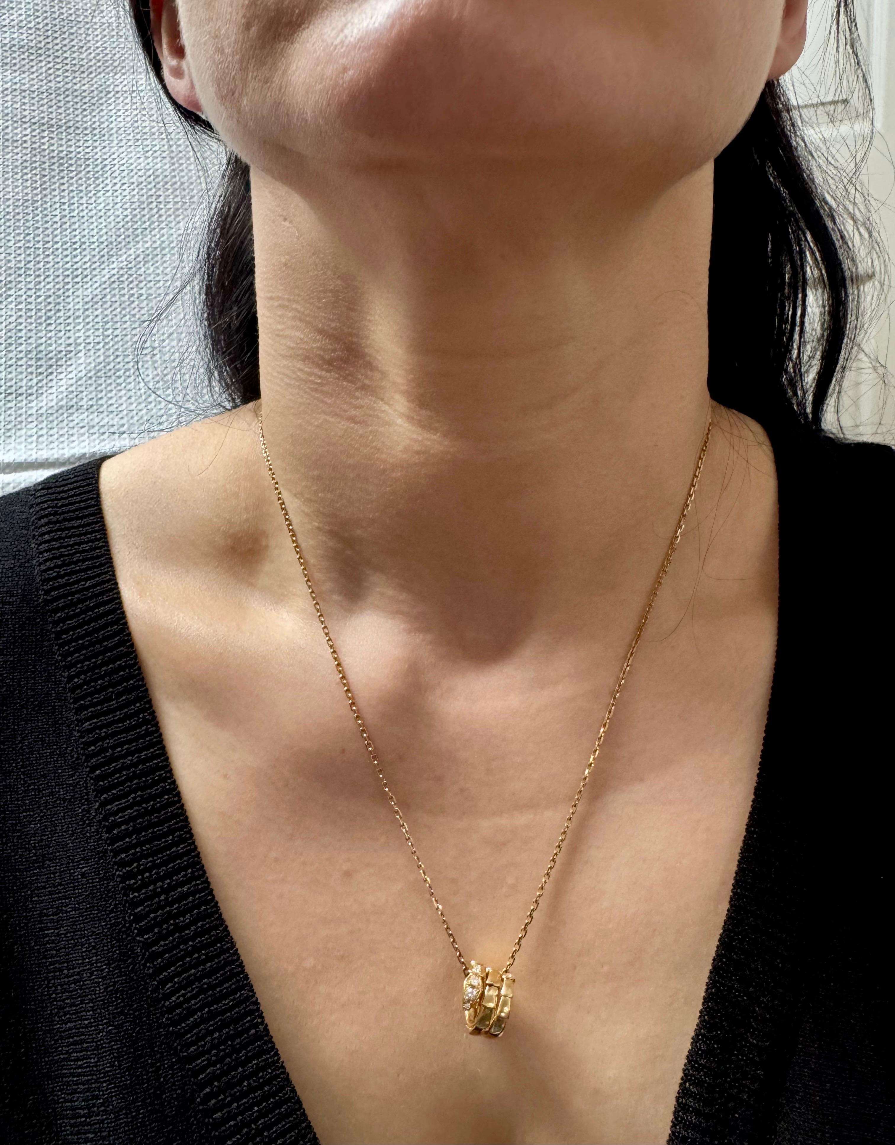 Bvlgari 18 Karat Yellow Gold Serpenti Viper Necklace With Diamonds, 20 