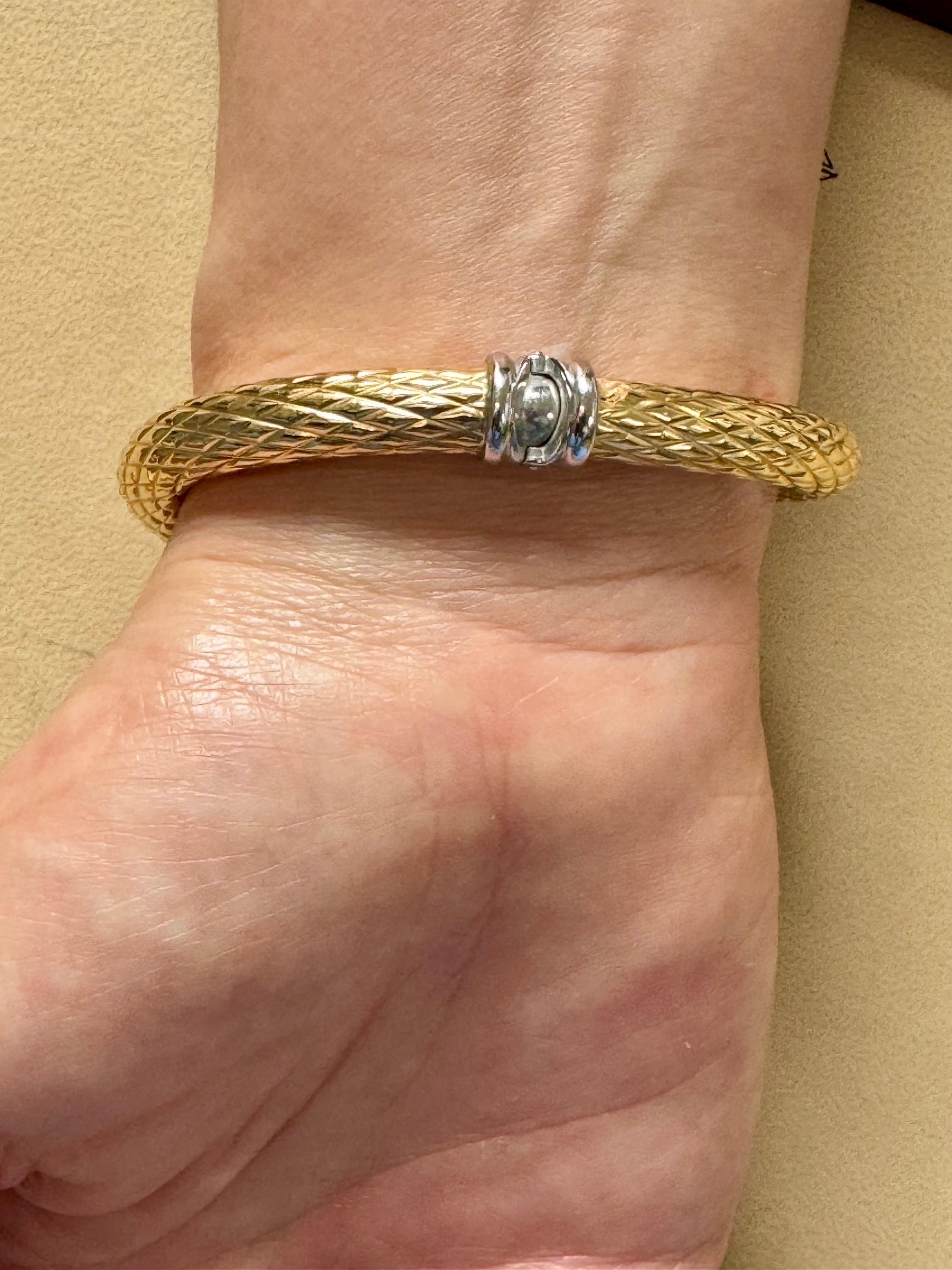 Vintage Zwei-Ton-Manschette Armreif Armband 18 Karat massivem Gelb & Weißgold 24 Gramm im Angebot 11
