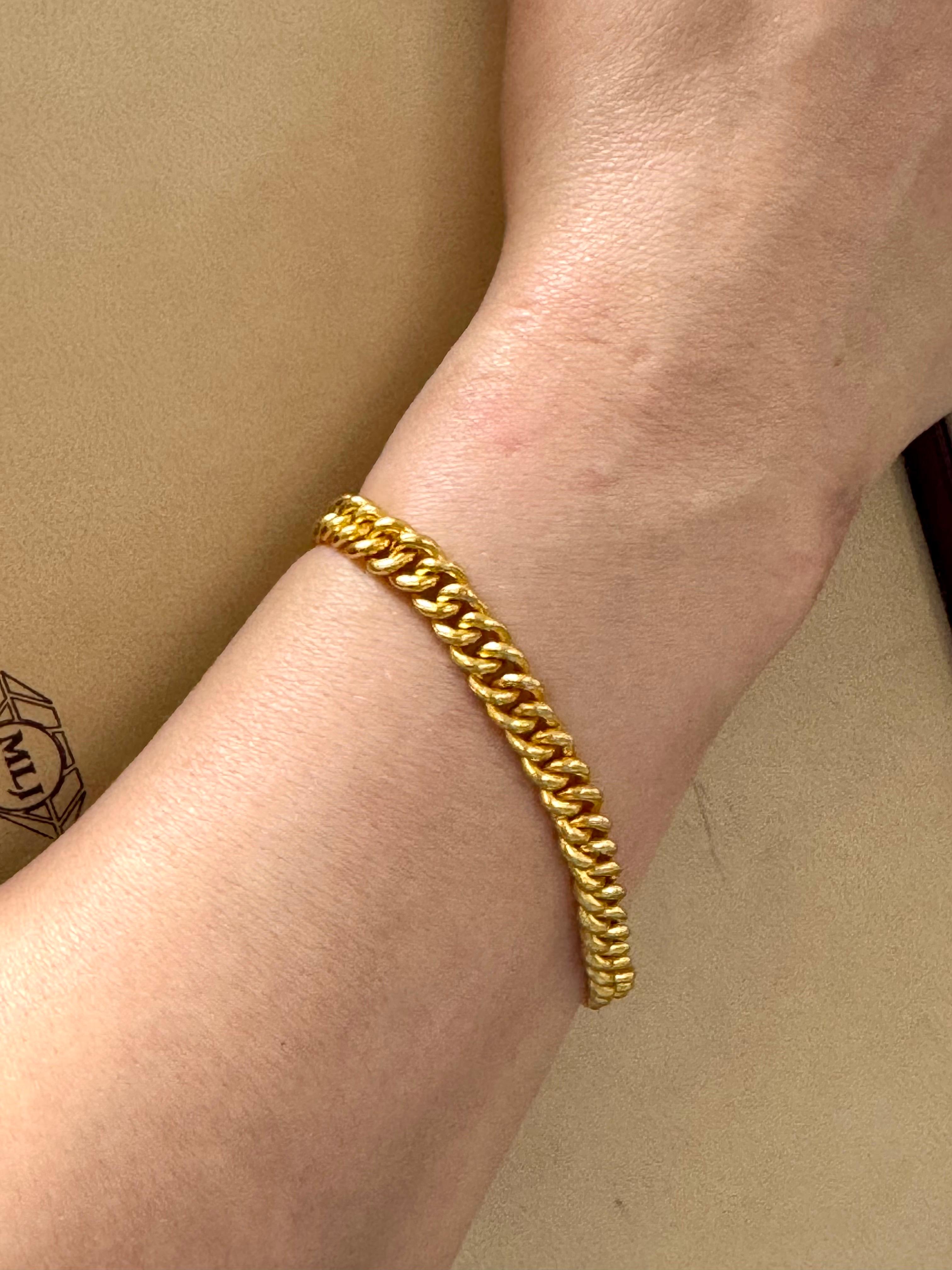 Bracelet à maillons cubains en or jaune pur 24 carats, 65 g, unisexe, 8 INCH en vente 11