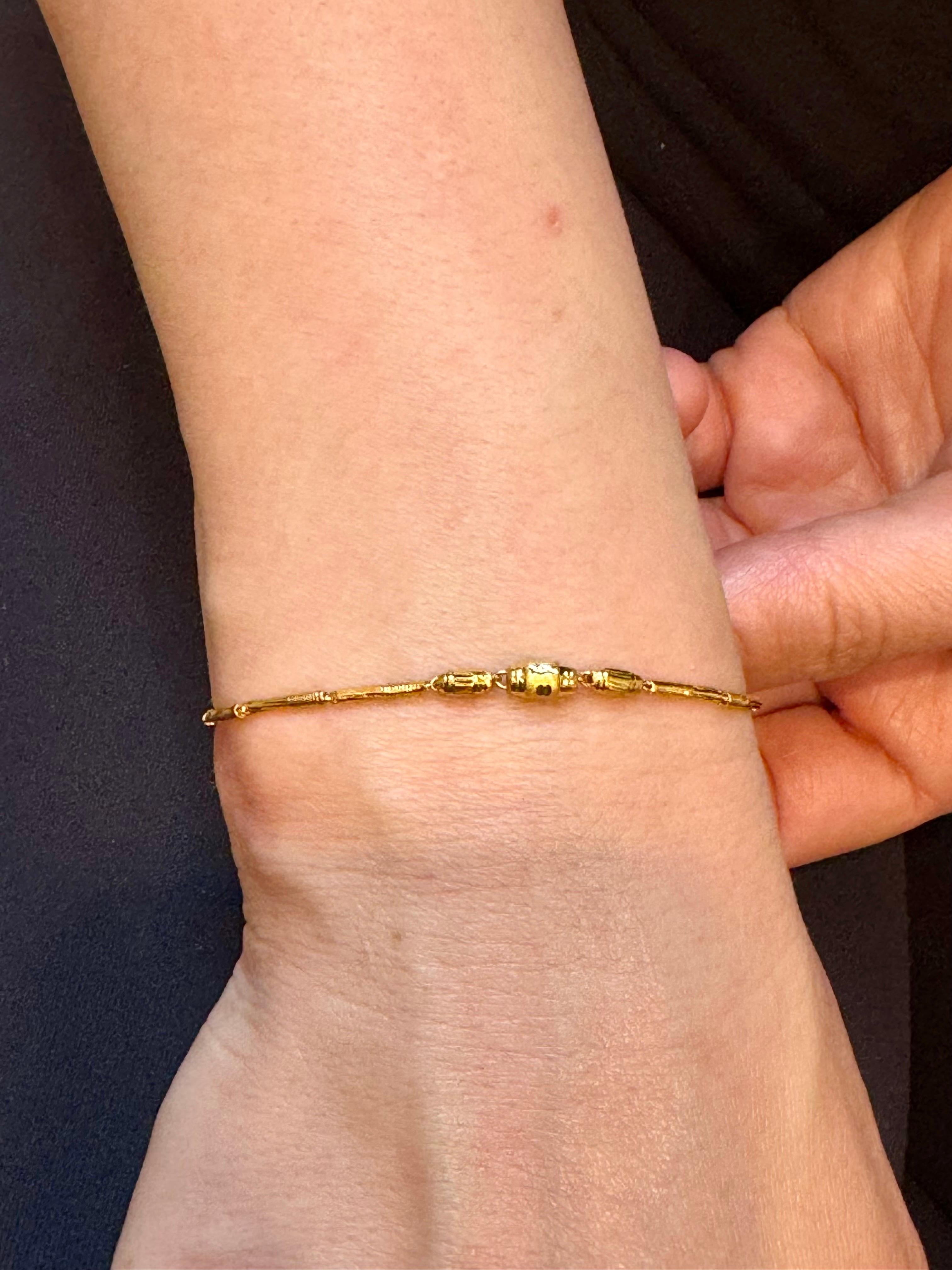 Vintage 6.6 Gm Puro Oro Amarillo de 22 Kilates Cadena + Pulsera hecha a mano , 37 