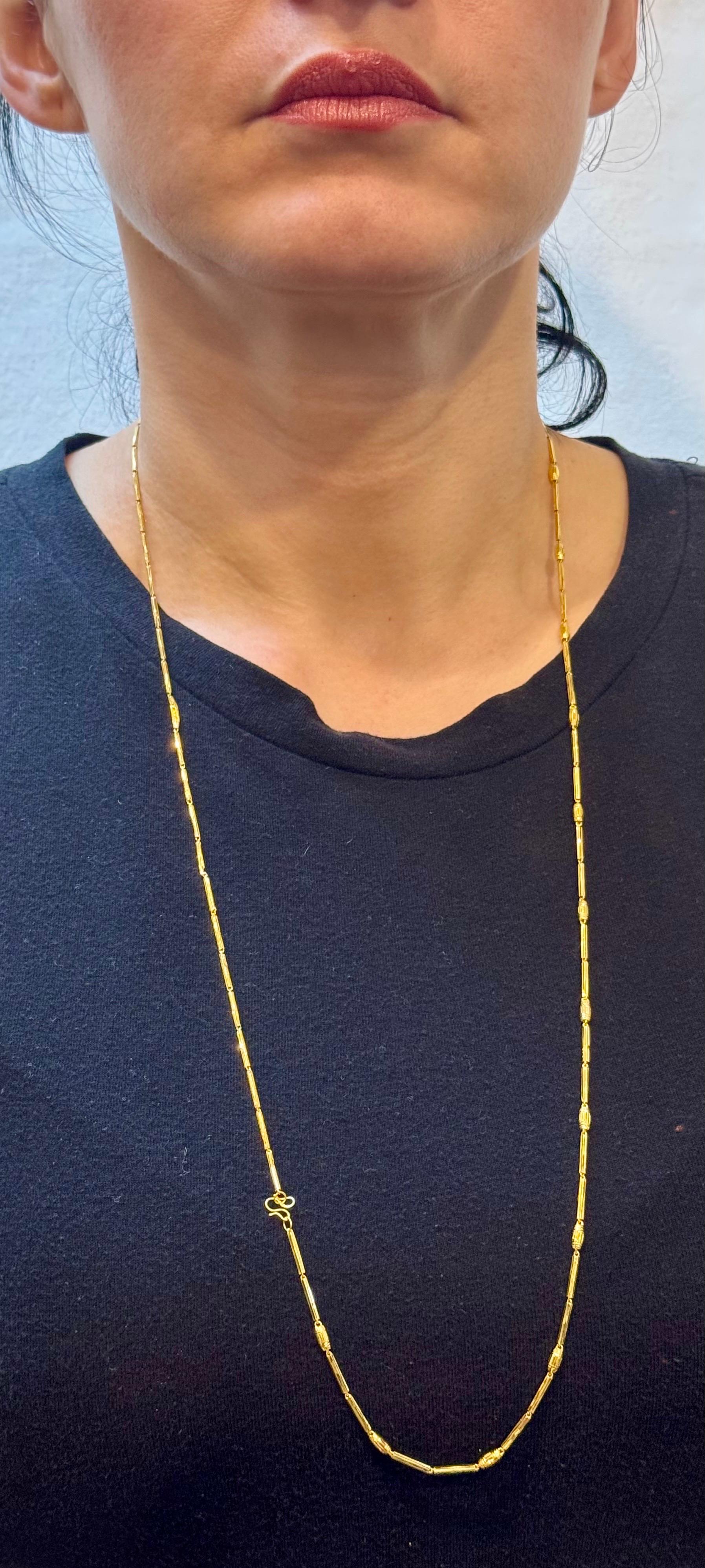 Vintage 6.6 Gm Puro Oro Amarillo de 22 Kilates Cadena + Pulsera hecha a mano , 37 
