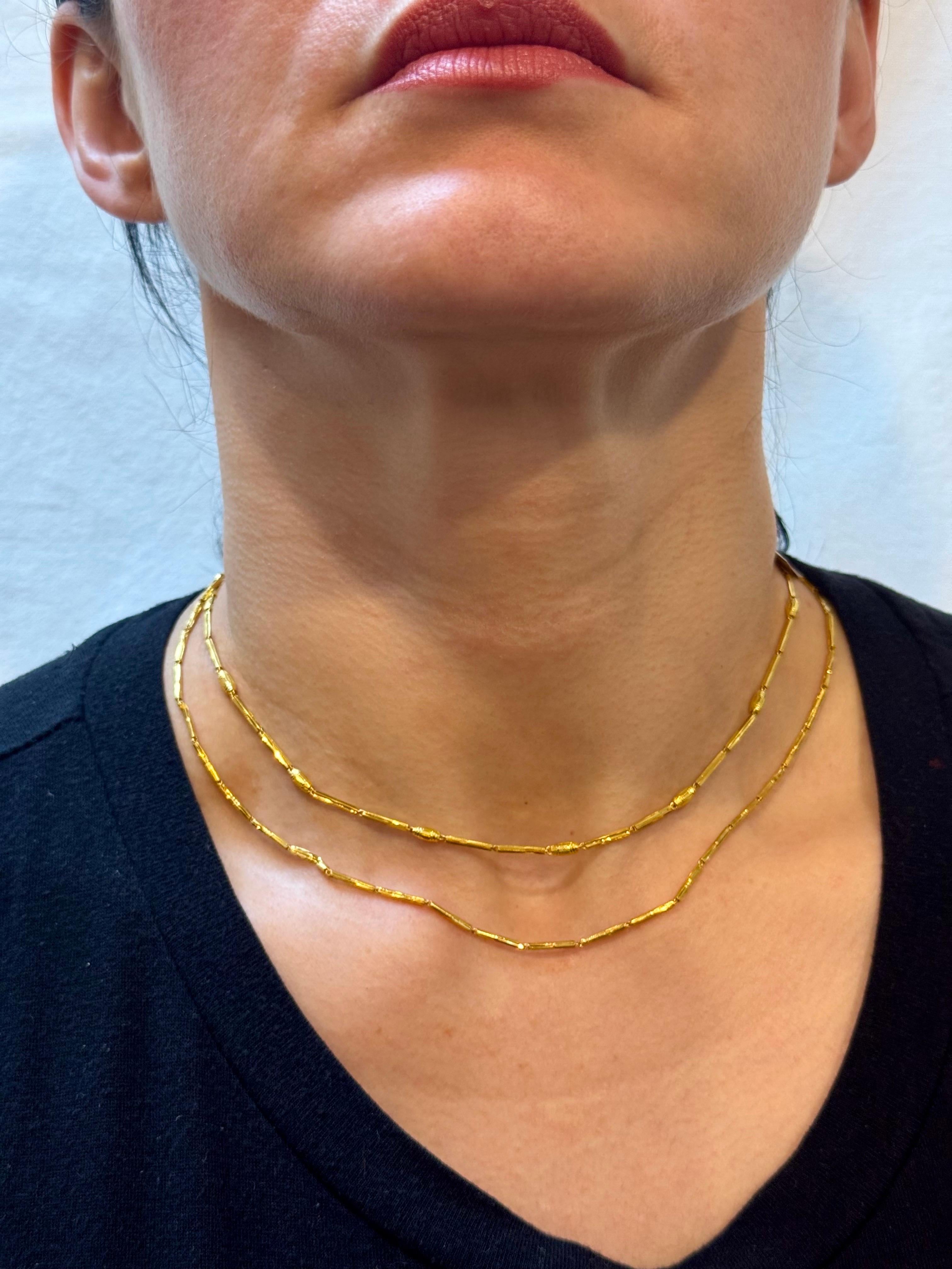 Vintage 6.6 Gm Puro Oro Amarillo de 22 Kilates Cadena + Pulsera hecha a mano , 37 