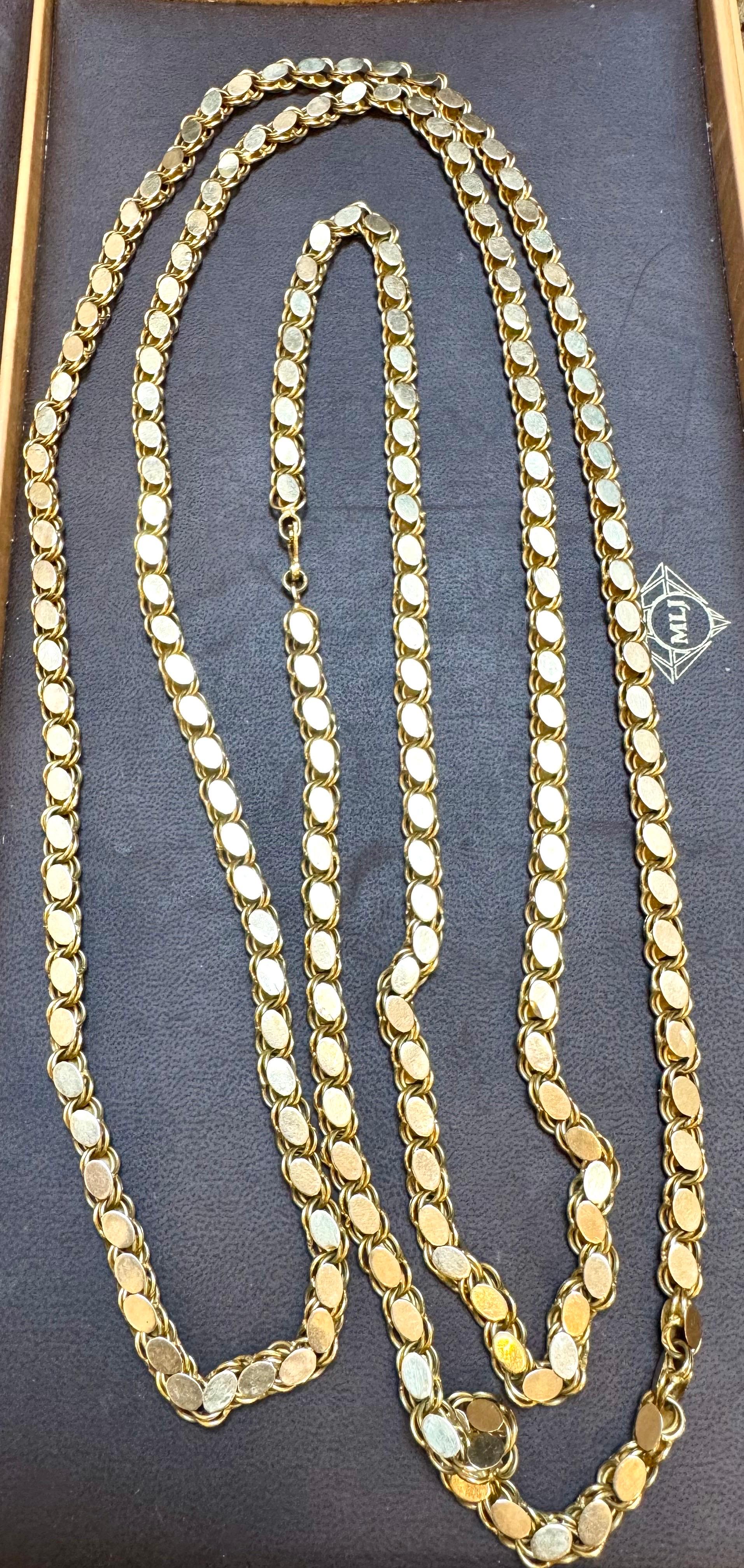 Cadena Vintage 115 Gm 18 Kilates Oro Amarillo Hecha a Mano 76 Pulgadas Única Longitud Opera en Excelente estado para la venta en New York, NY