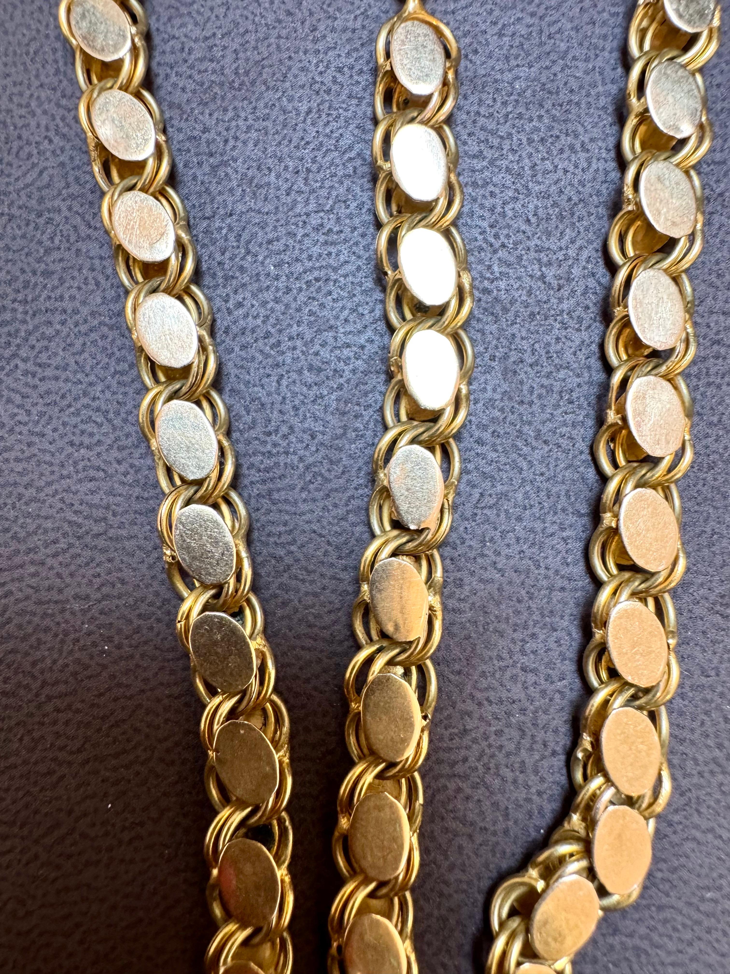 Femenino o masculino Cadena Vintage 115 Gm 18 Kilates Oro Amarillo Hecha a Mano 76 Pulgadas Única Longitud Opera en venta