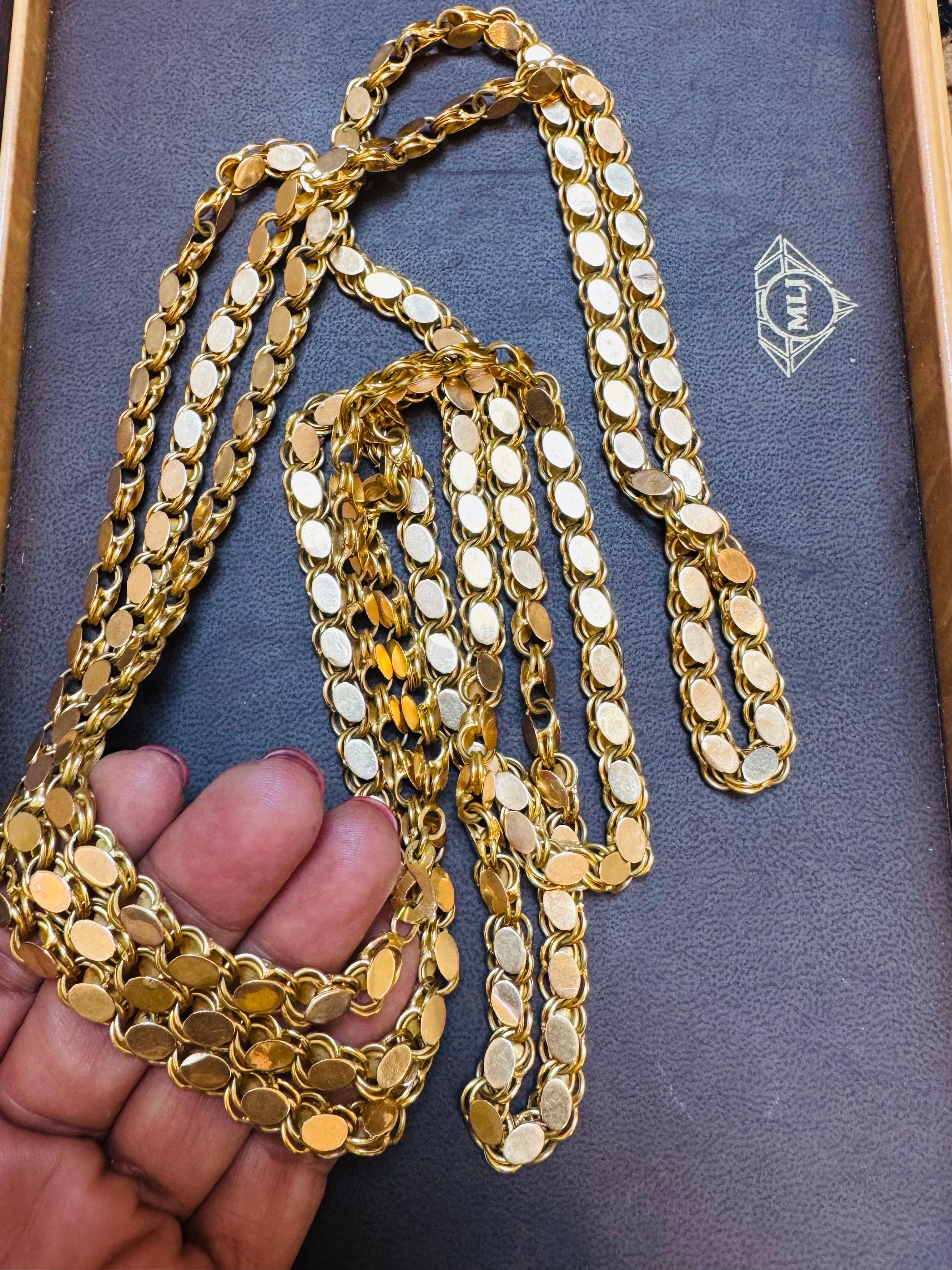 Cadena Vintage 115 Gm 18 Kilates Oro Amarillo Hecha a Mano 76 Pulgadas Única Longitud Opera en venta 1