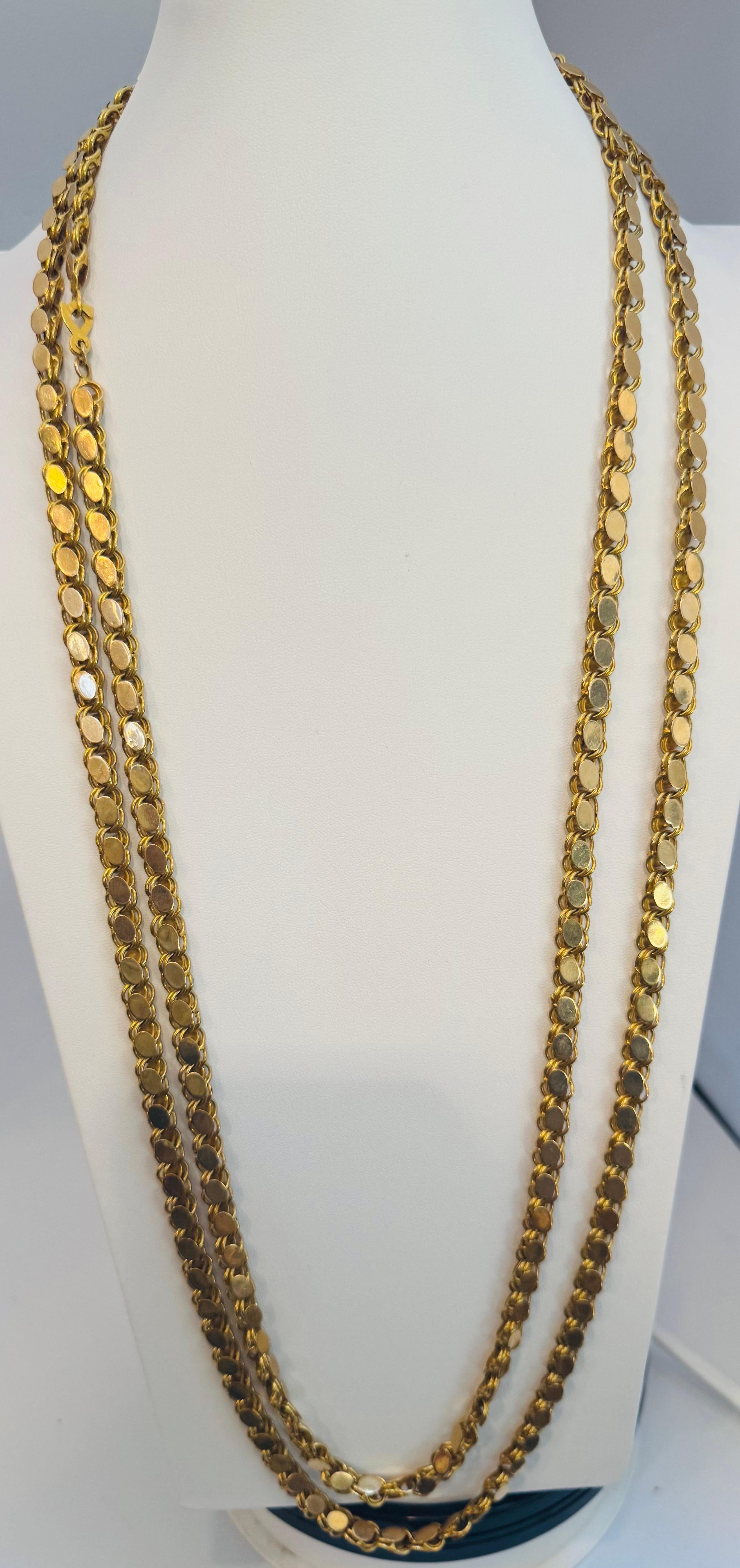 Cadena Vintage 115 Gm 18 Kilates Oro Amarillo Hecha a Mano 76 Pulgadas Única Longitud Opera en venta 2