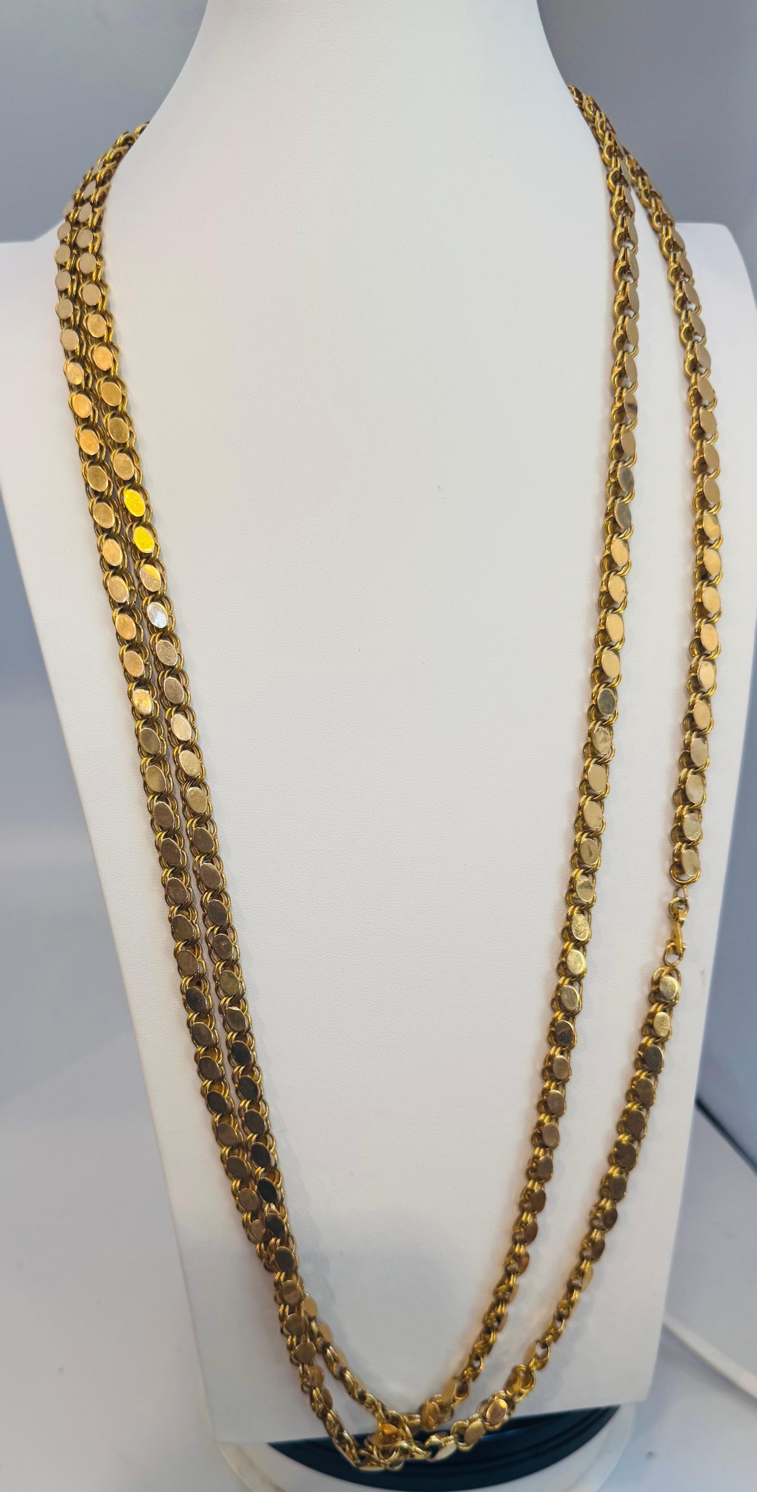 Cadena Vintage 115 Gm 18 Kilates Oro Amarillo Hecha a Mano 76 Pulgadas Única Longitud Opera en venta 3