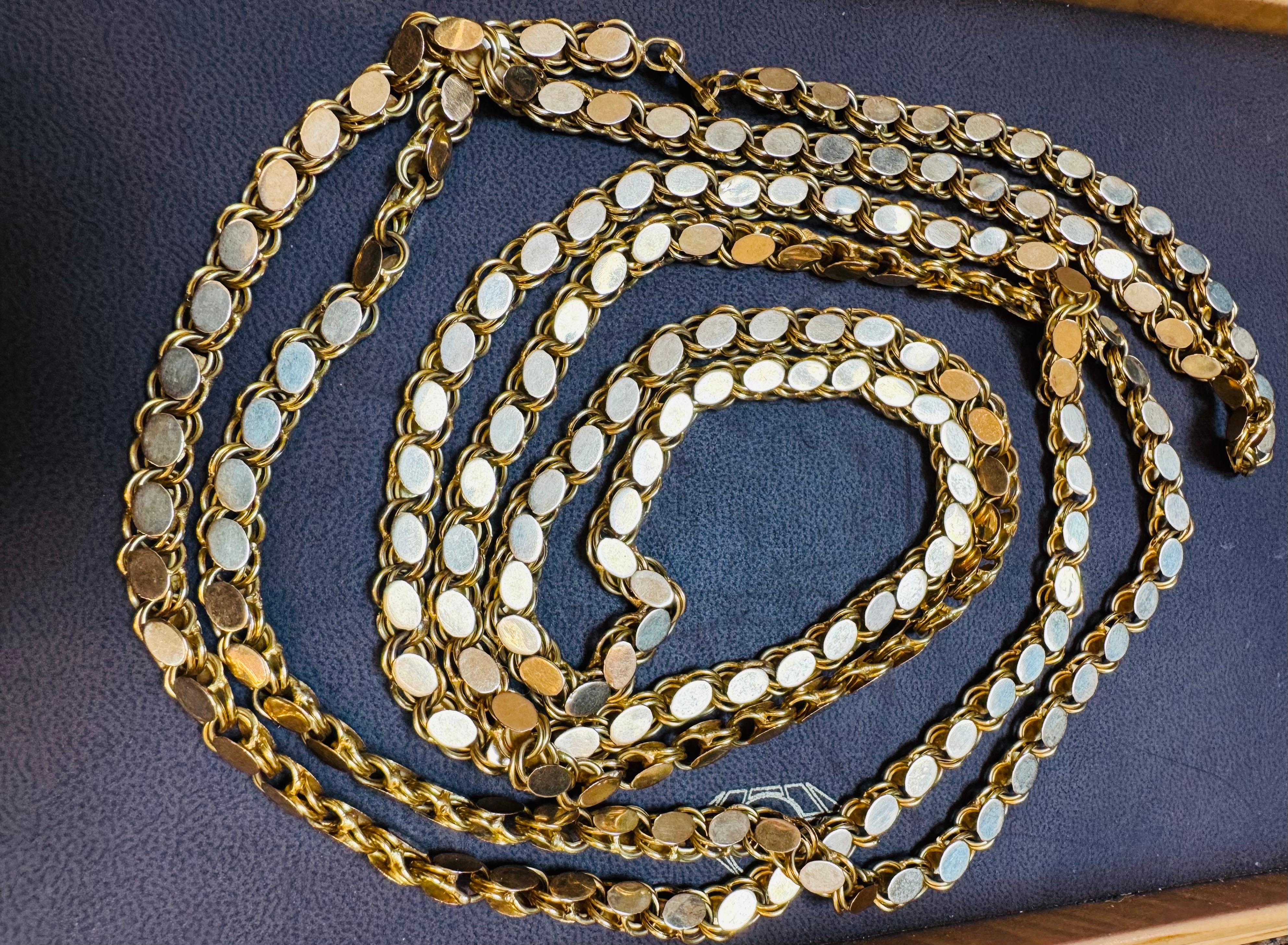 Cadena Vintage 115 Gm 18 Kilates Oro Amarillo Hecha a Mano 76 Pulgadas Única Longitud Opera en venta 5