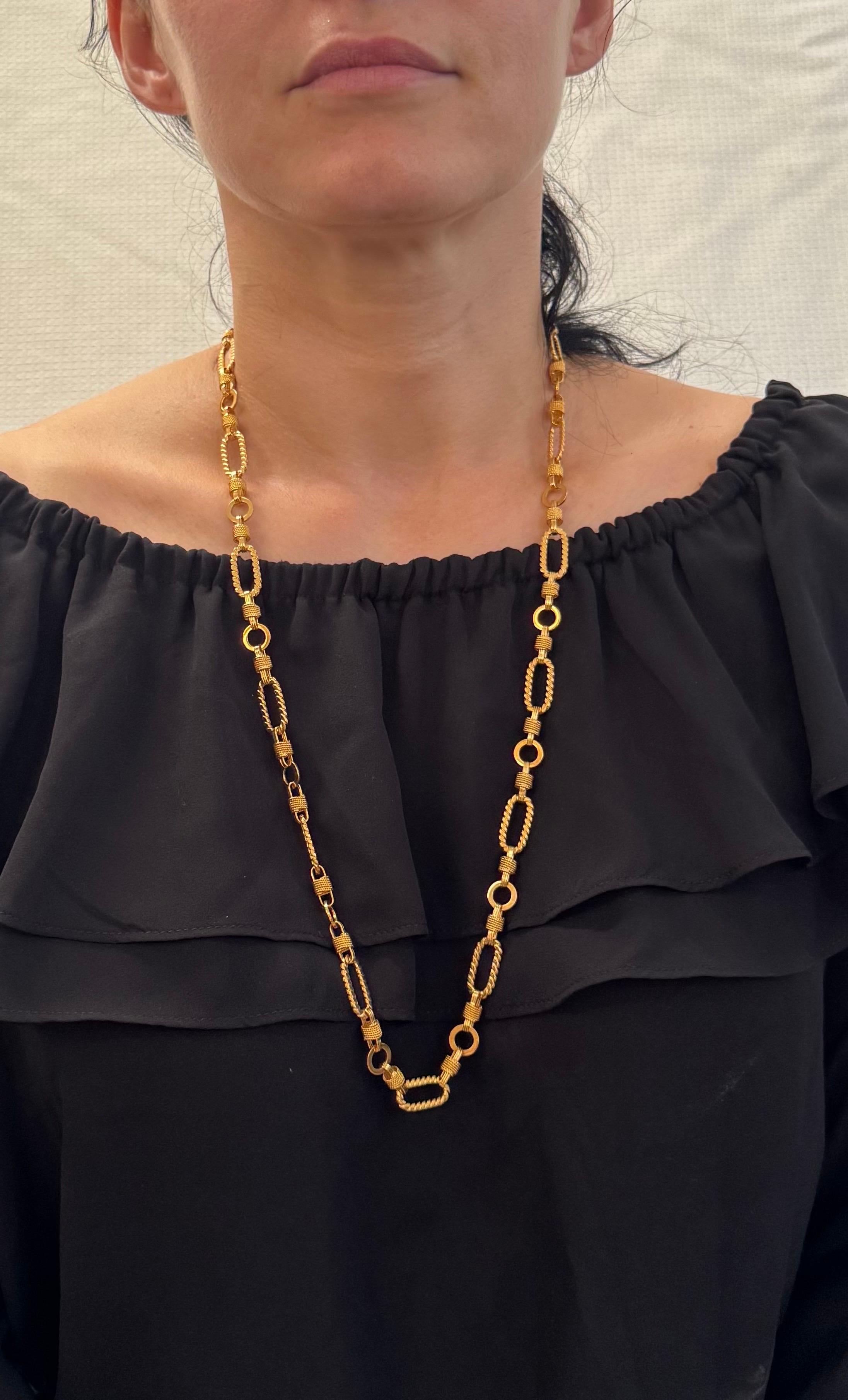 Vintage 18 quilates  oro amarillo macizo de 60 gm, cadena de eslabones, collar de 9,8 mm, 30 