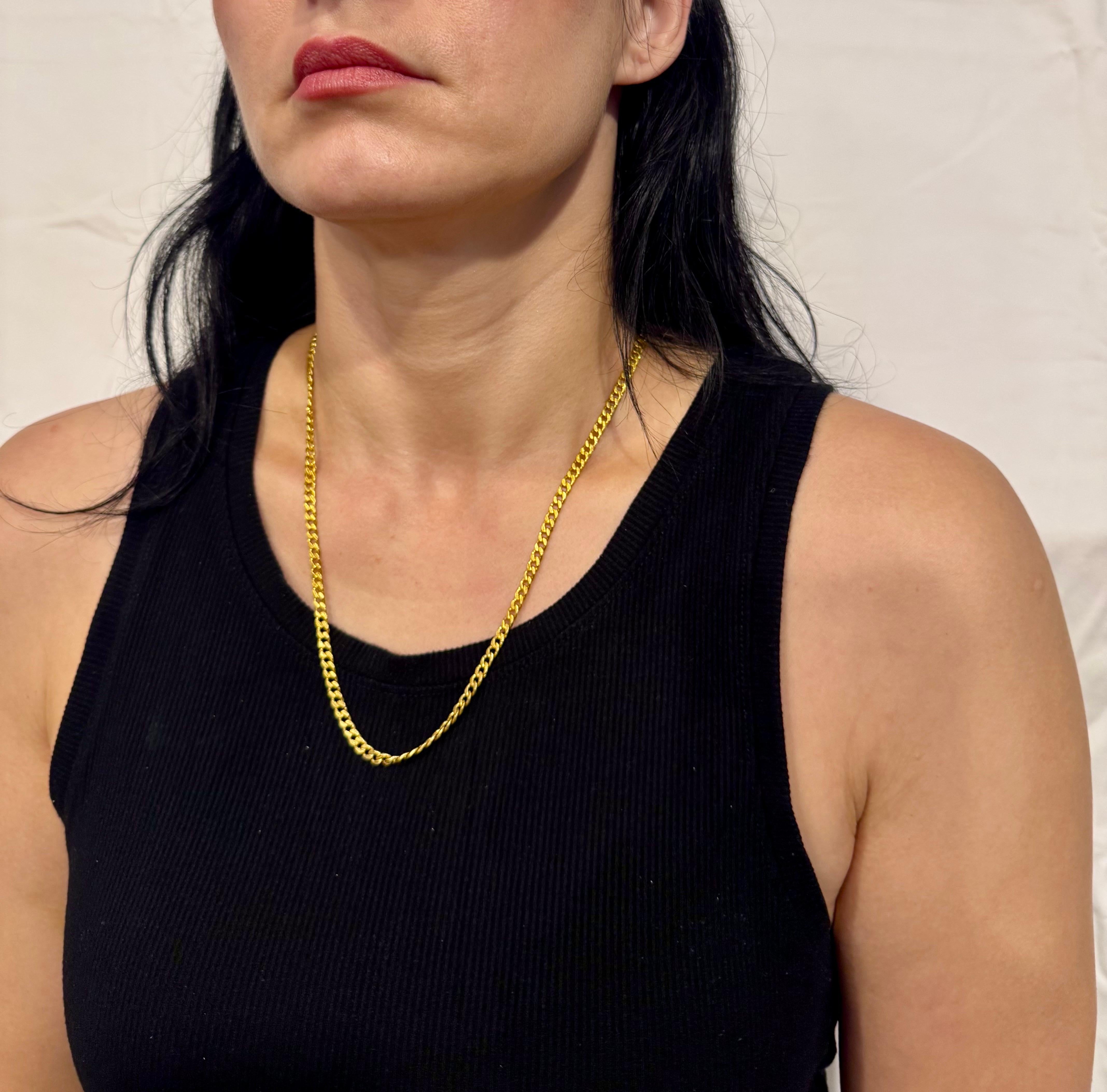Collier en or pur 24 carats, fait à la main, chaîne en or jaune LINK, 37.7 g, 22 pouces en vente 9