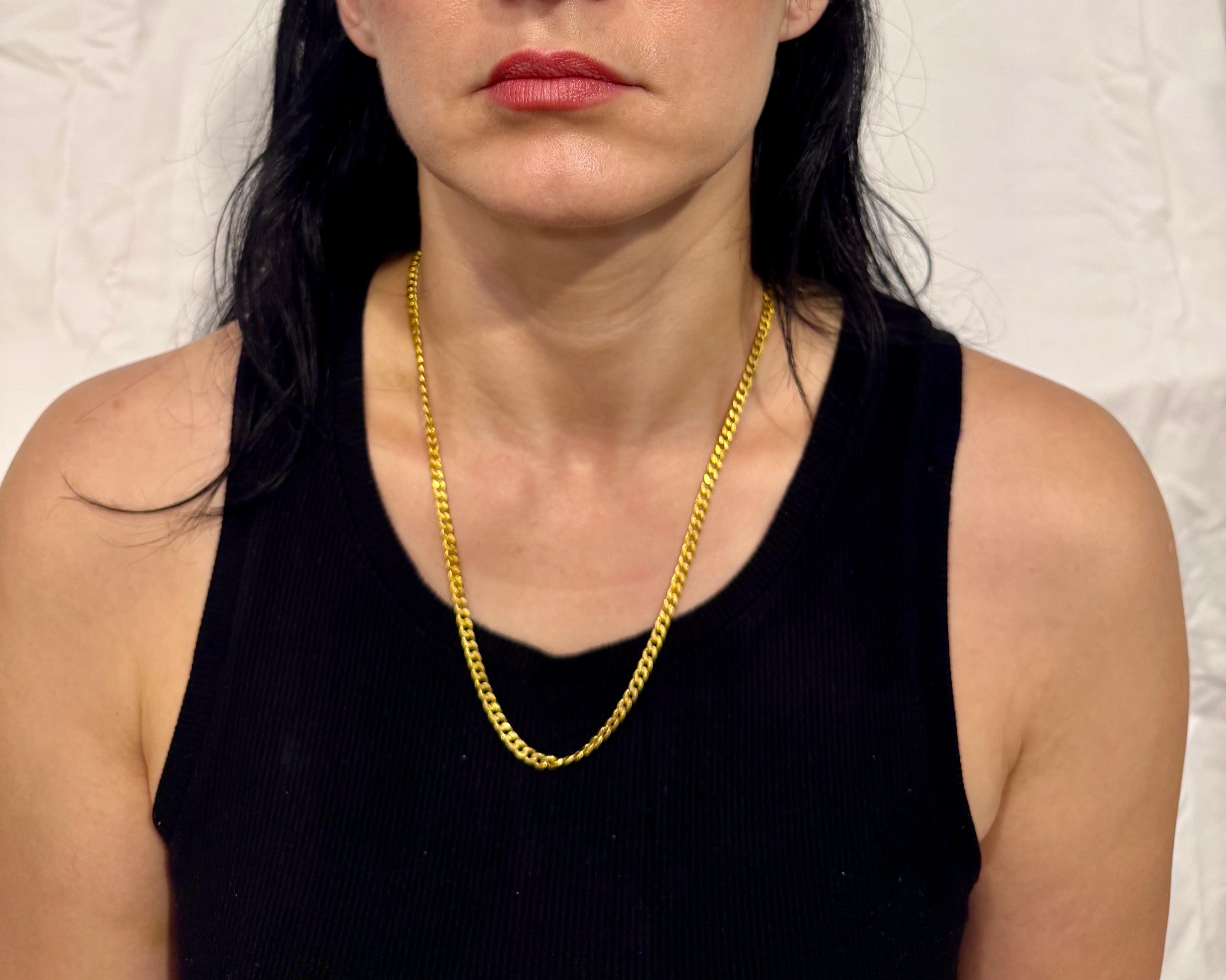 Collier en or pur 24 carats, fait à la main, chaîne en or jaune LINK, 37.7 g, 22 pouces en vente 11