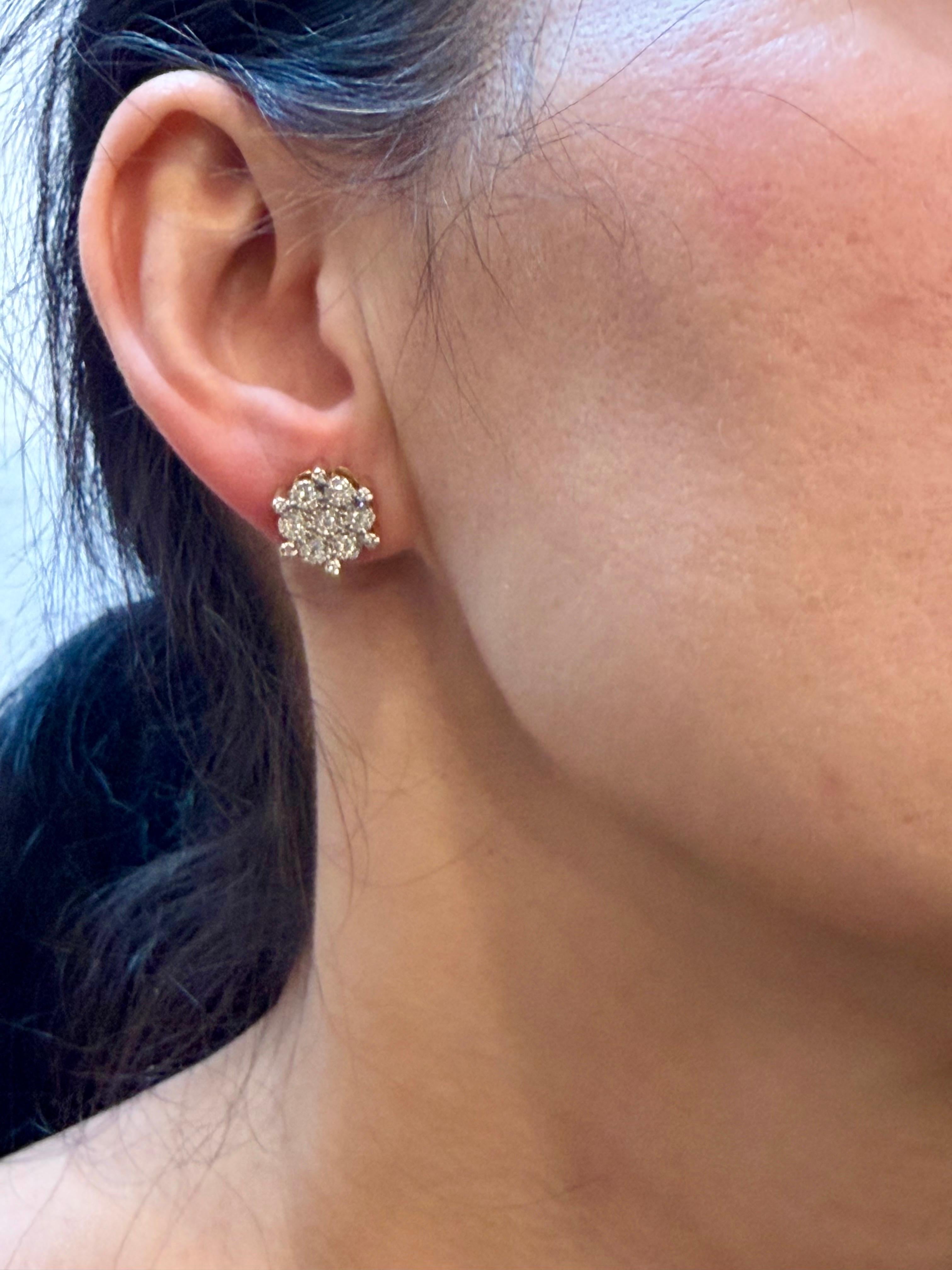 1,8 carati, orecchini a grappolo in oro giallo 18 carati, grande valore 5,3 gm in vendita 14