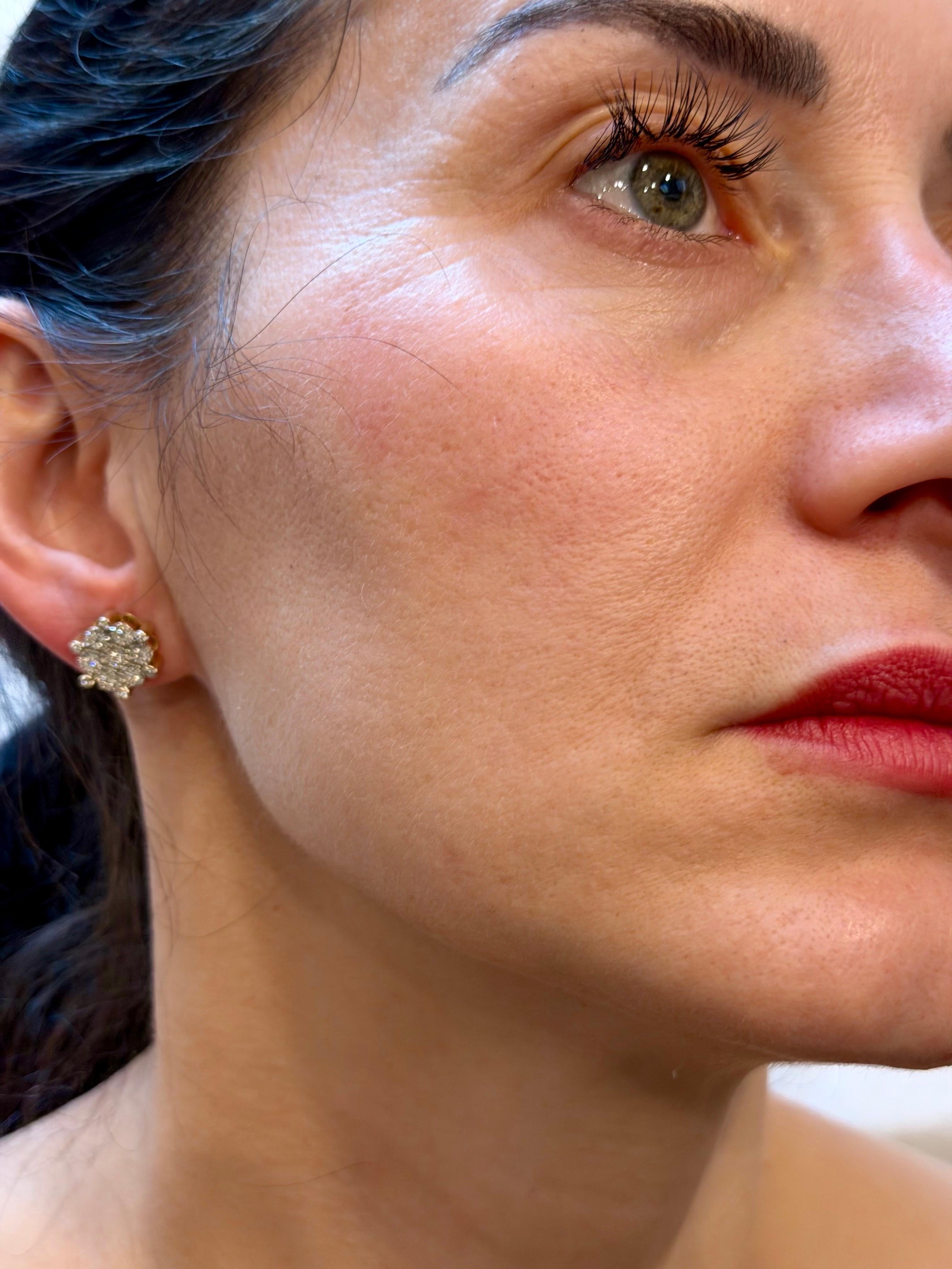 1,8 carati, orecchini a grappolo in oro giallo 18 carati, grande valore 5,3 gm in vendita 15