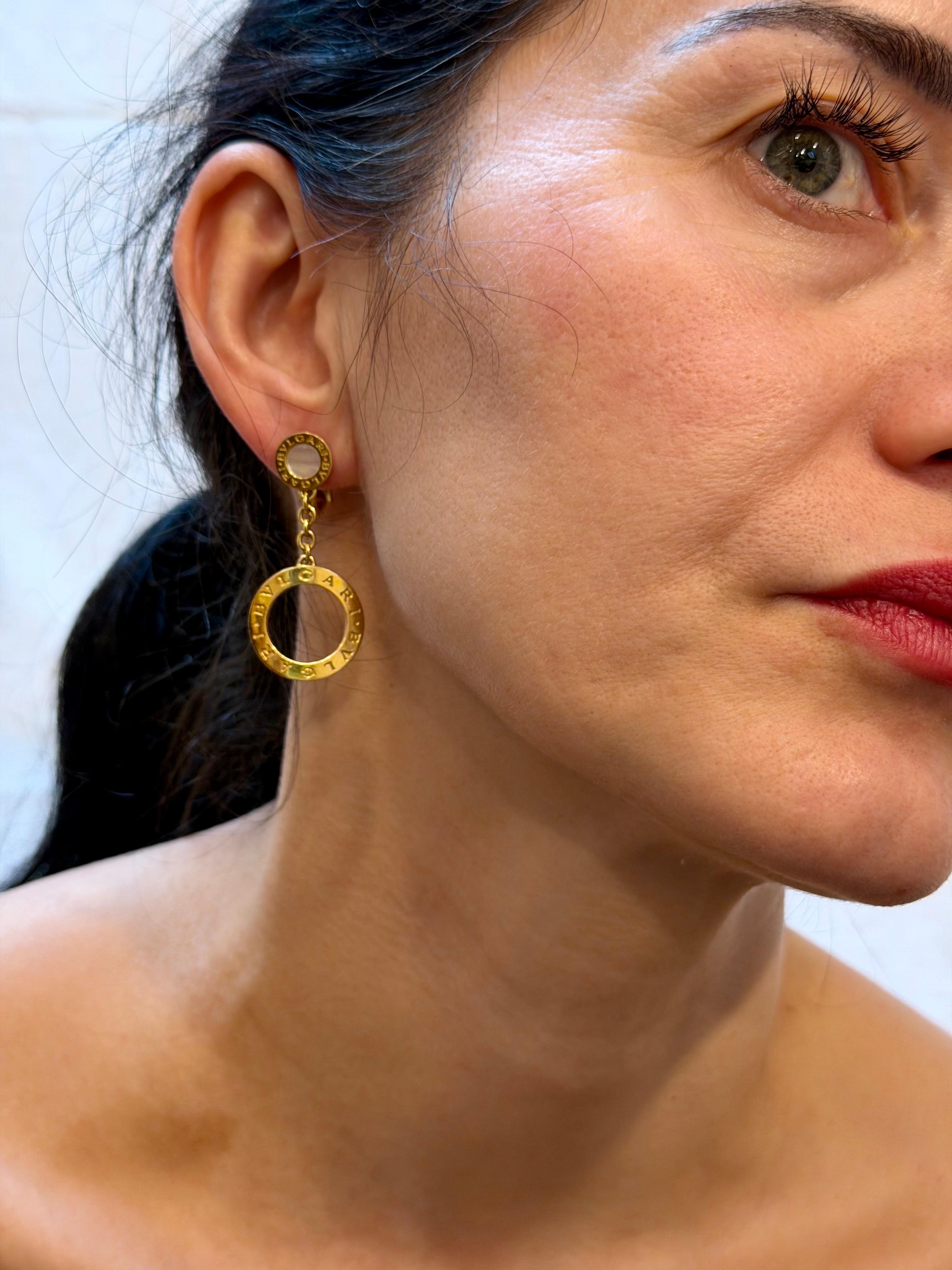 Bvlgari B. Zero1, or jaune 18 carats Drop Open Circle LeverbacK  Boucles d'oreilles en vente 8