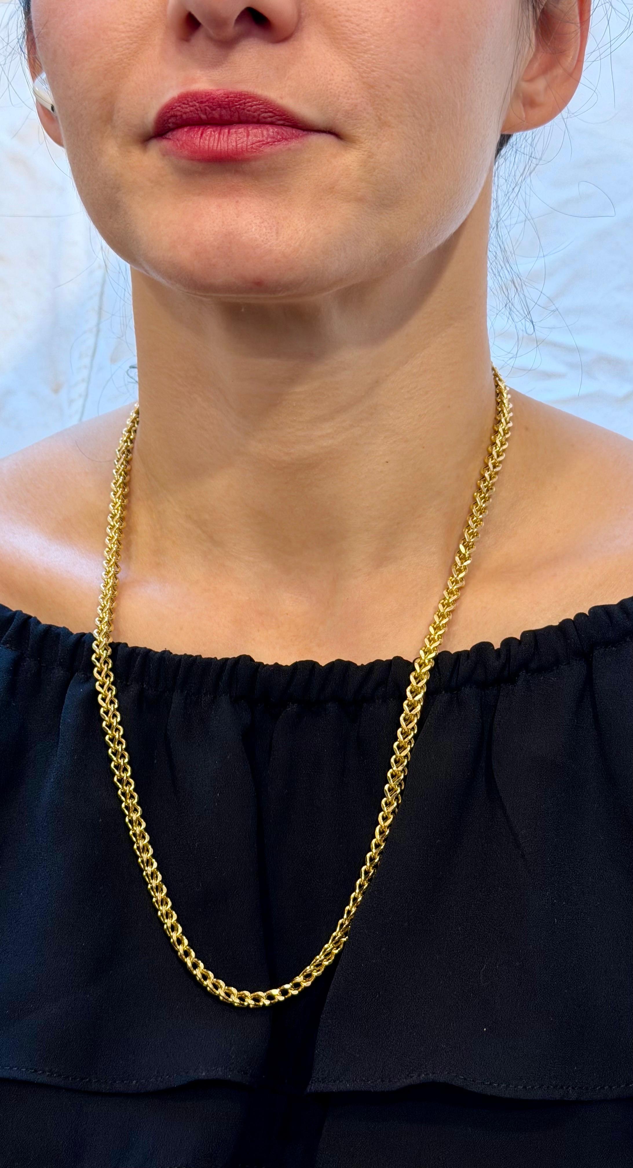 Catena d'epoca in oro giallo massiccio 14K A Link, 25,7 Gm, lunga 23