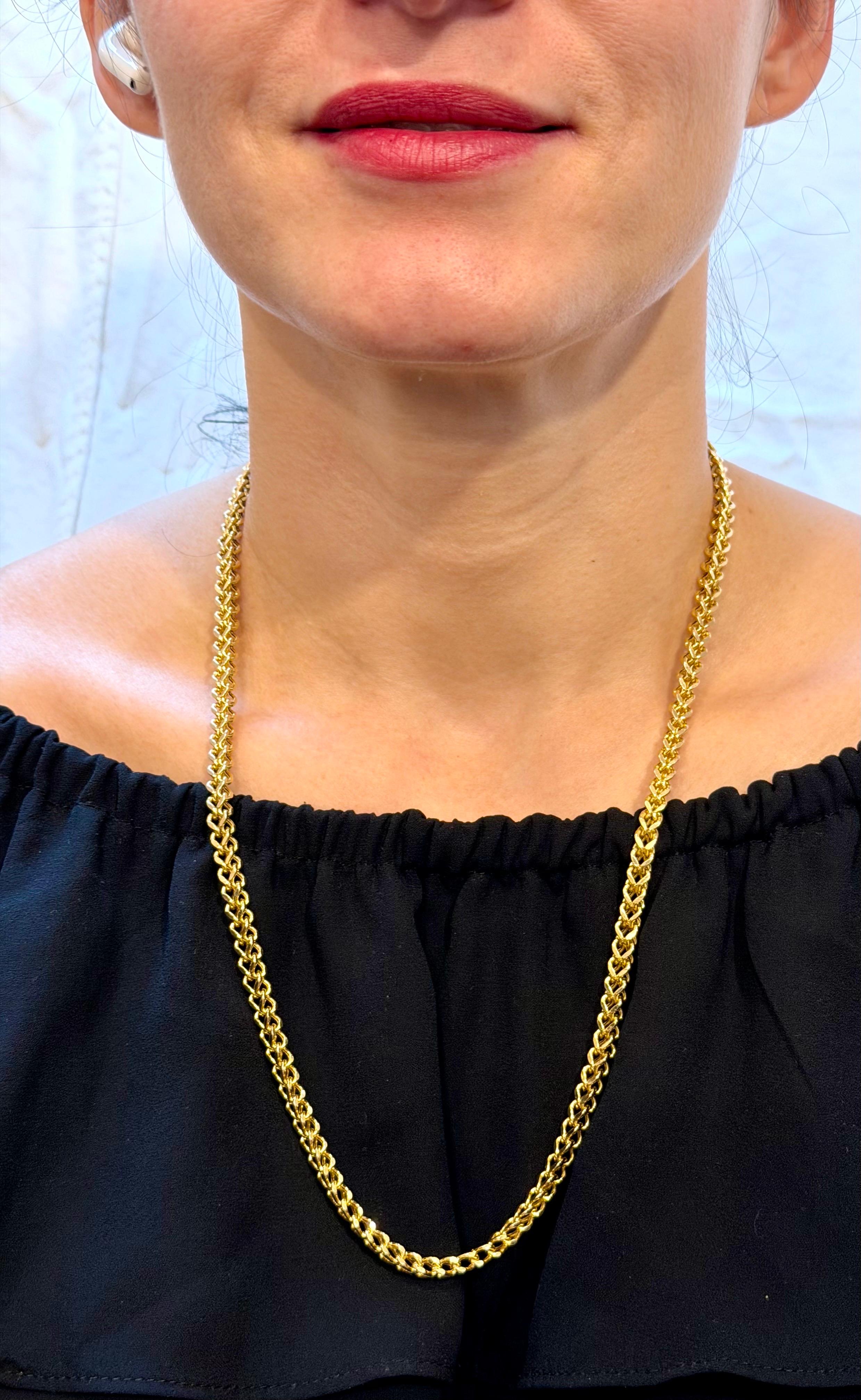 Catena d'epoca in oro giallo massiccio 14K A Link, 25,7 Gm, lunga 23