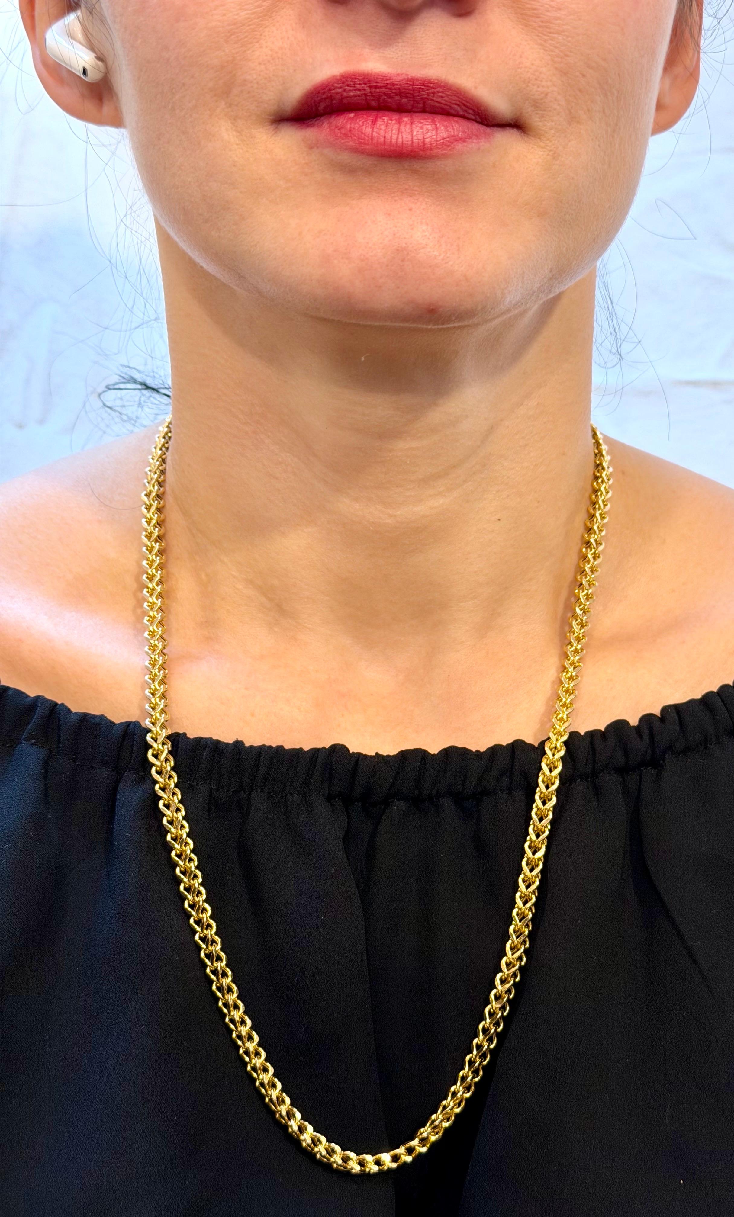 Catena d'epoca in oro giallo massiccio 14K A Link, 25,7 Gm, lunga 23