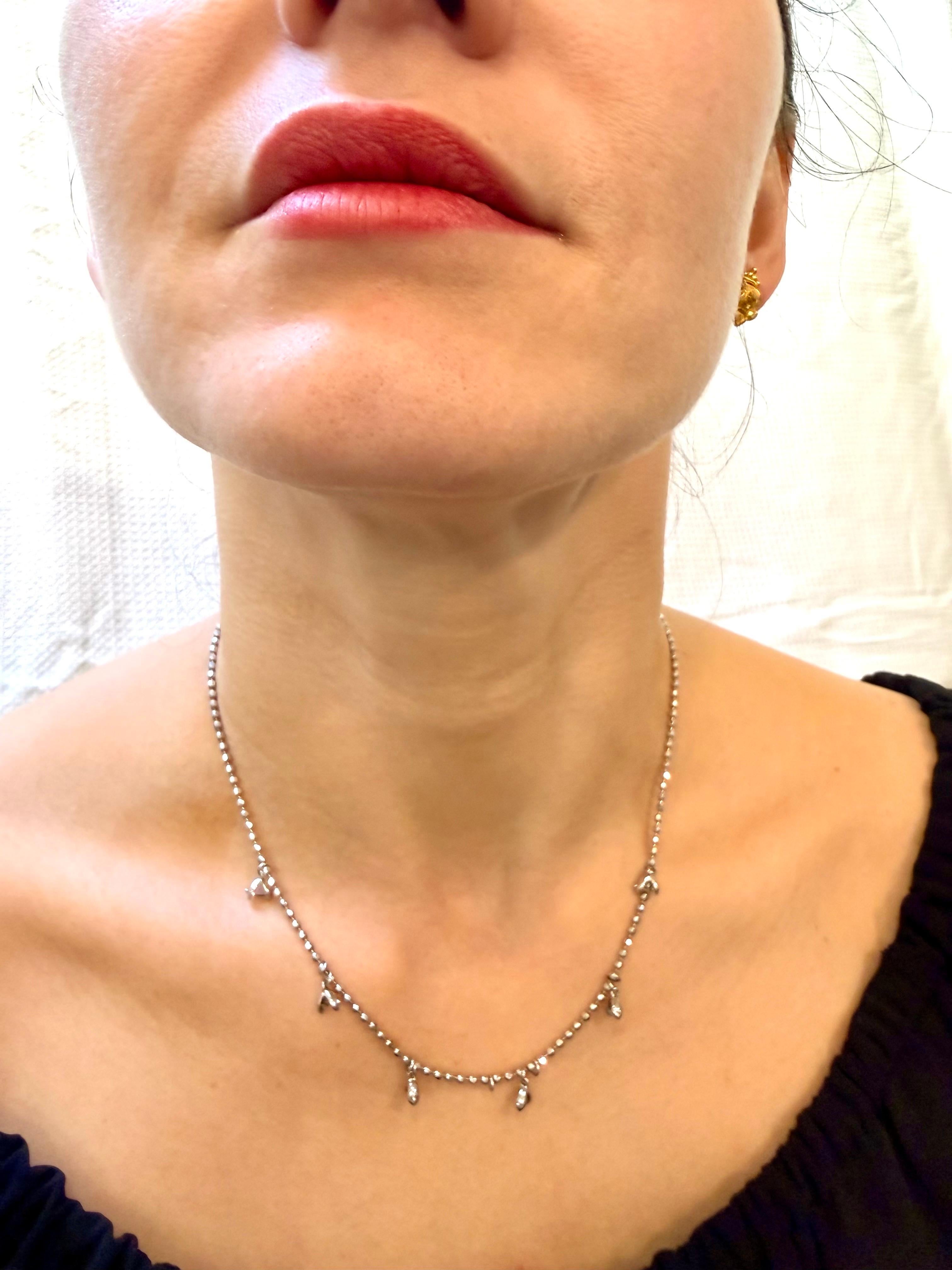 Vintage 13.5 Gm 18 Karat White Gold 6 Hanging Station Chain By designer Aspery en vente 11